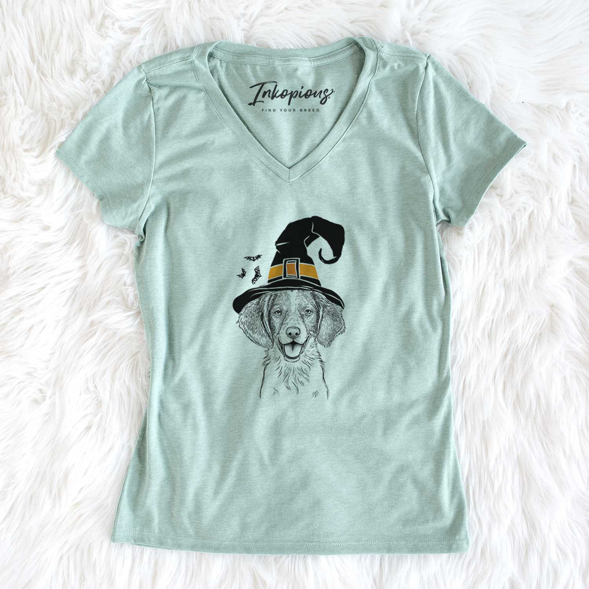 Witch Happy Holly the Brittany Spaniel - Women's V-neck Shirt