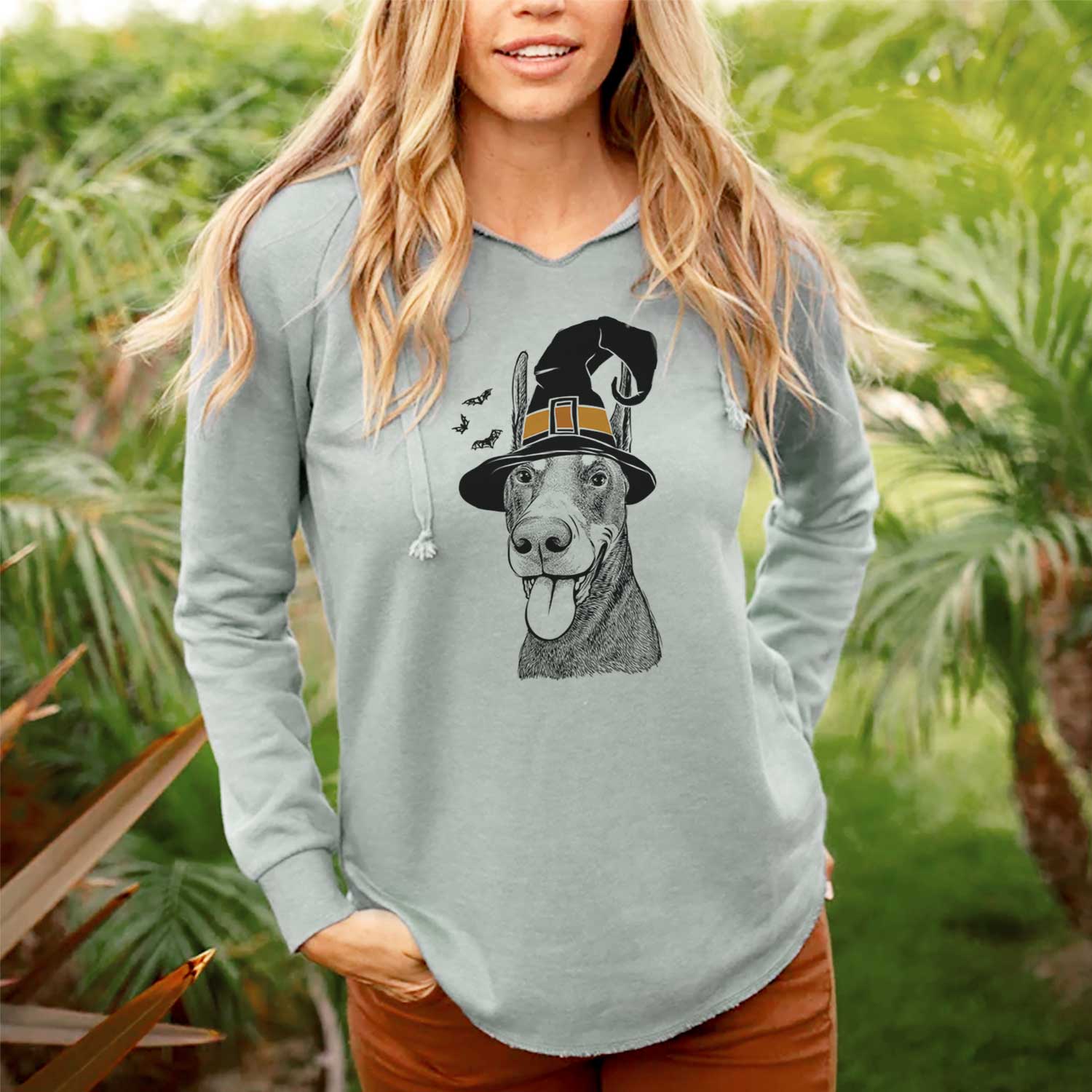 Witch Happy Sunny the Doberman Pinscher - Cali Wave Hooded Sweatshirt