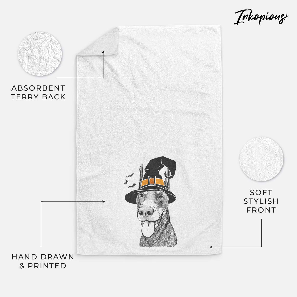 Happy Sunny the Doberman Pinscher Decorative Hand Towel