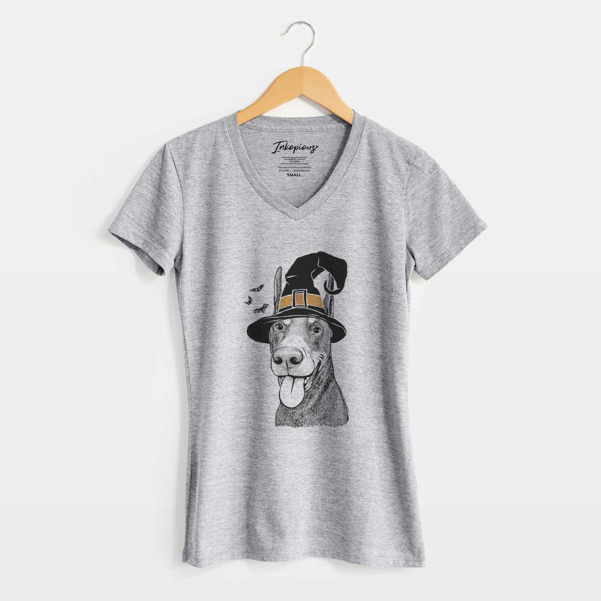 Witch Happy Sunny the Doberman Pinscher - Women's V-neck Shirt