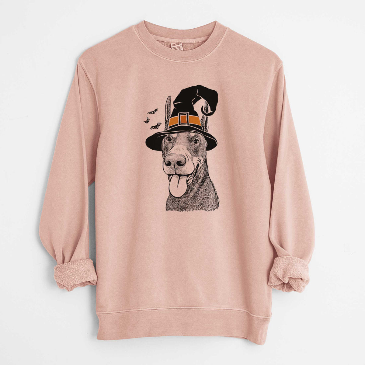 Witch Happy Sunny the Doberman Pinscher - Unisex Pigment Dyed Crew Sweatshirt