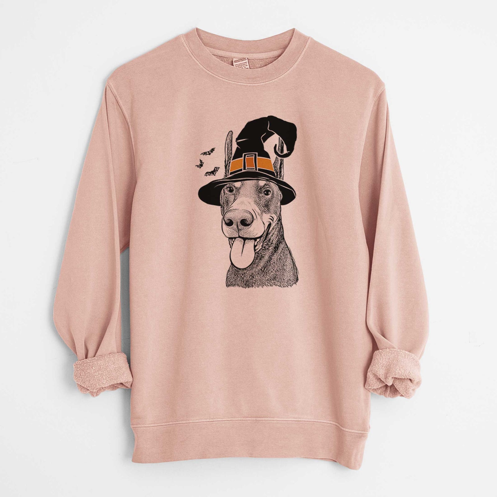 Witch Happy Sunny the Doberman Pinscher - Unisex Pigment Dyed Crew Sweatshirt