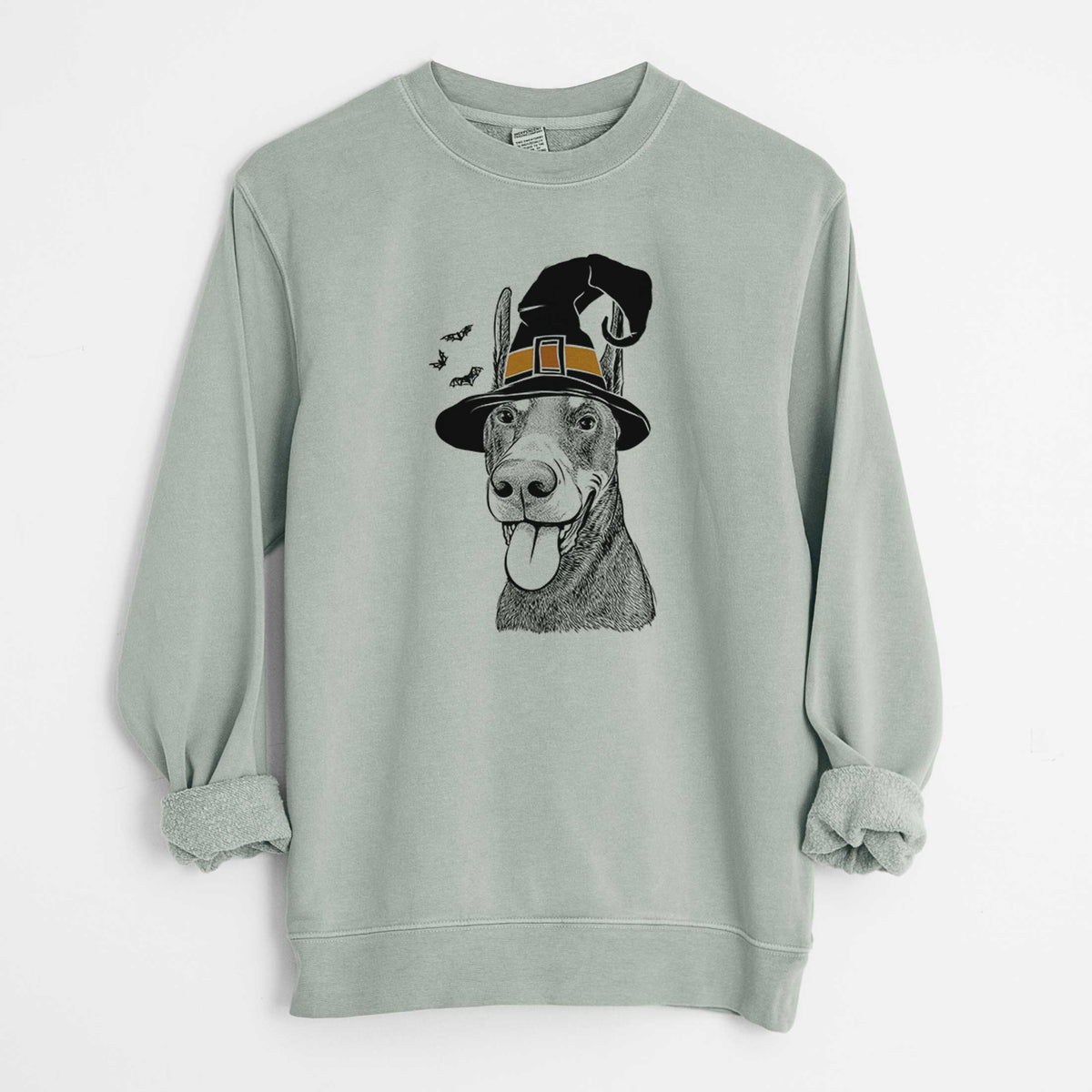 Witch Happy Sunny the Doberman Pinscher - Unisex Pigment Dyed Crew Sweatshirt