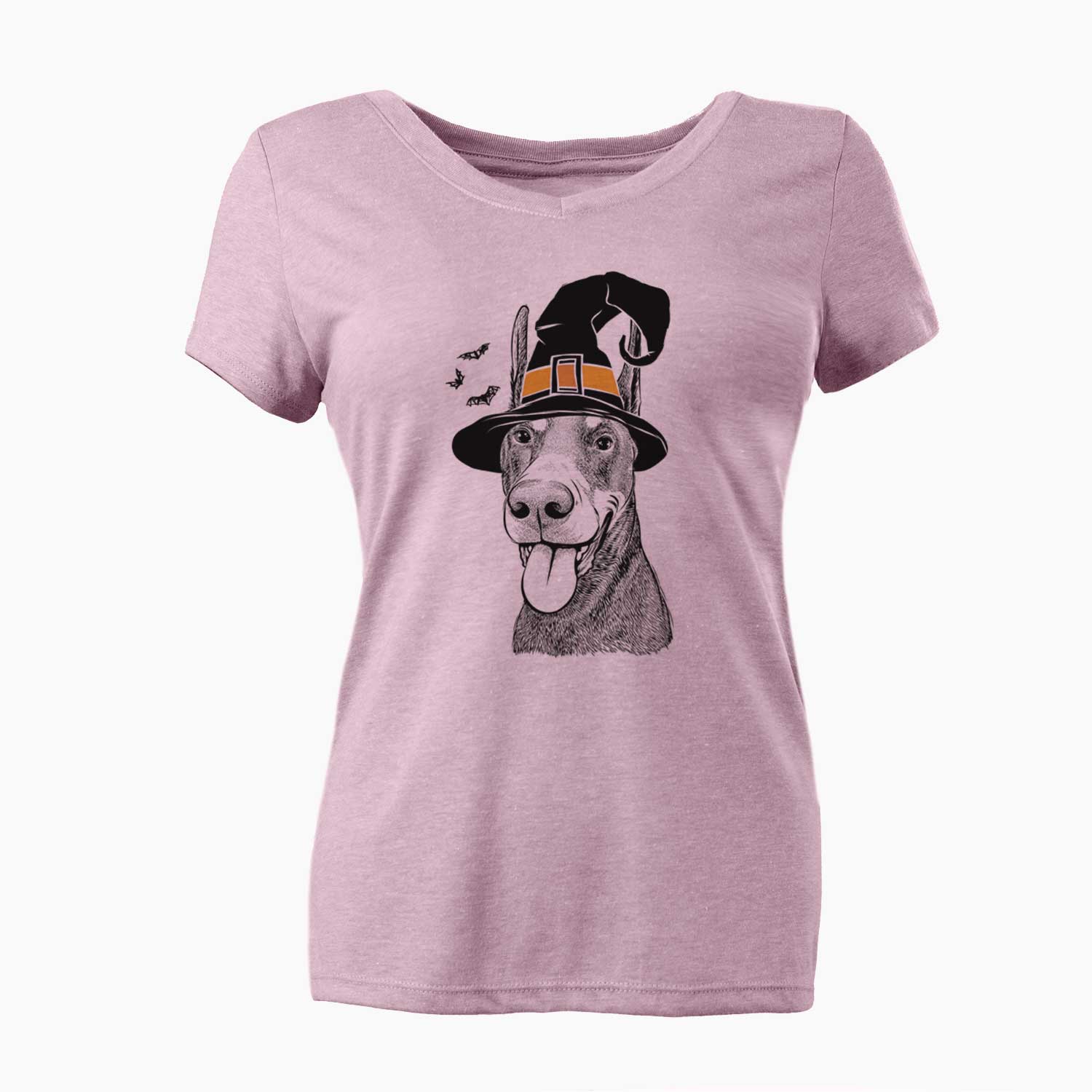 Witch Happy Sunny the Doberman Pinscher - Women's V-neck Shirt