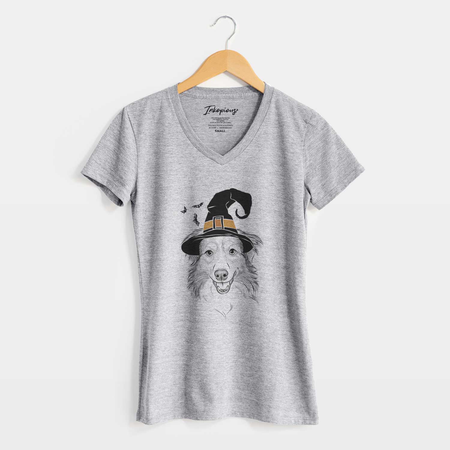 Witch Hattie the Australian Shepherd - Women's V-neck Shirt