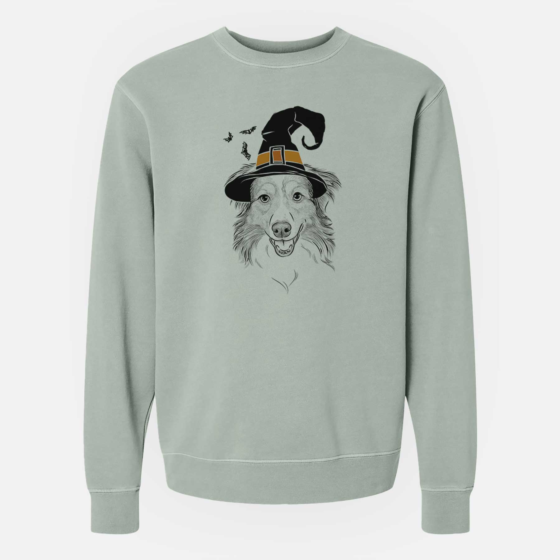 Witch Hattie the Australian Shepherd - Unisex Pigment Dyed Crew Sweatshirt