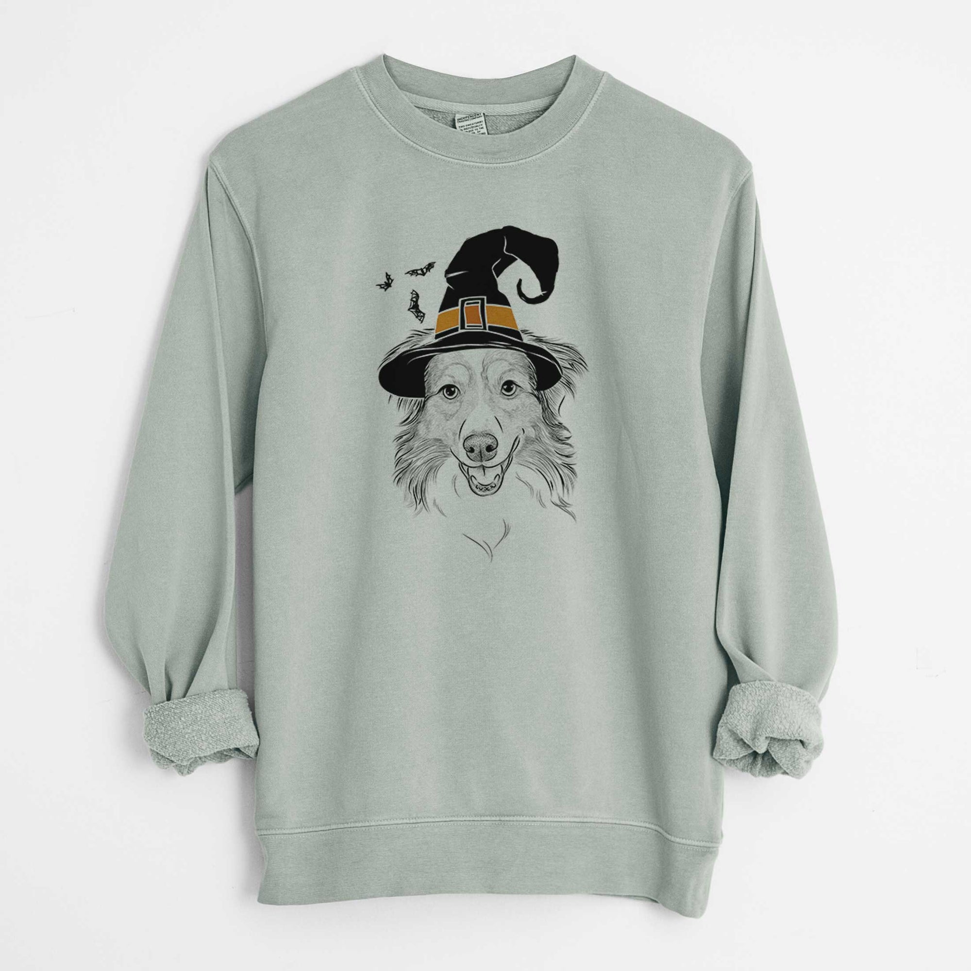 Witch Hattie the Australian Shepherd - Unisex Pigment Dyed Crew Sweatshirt