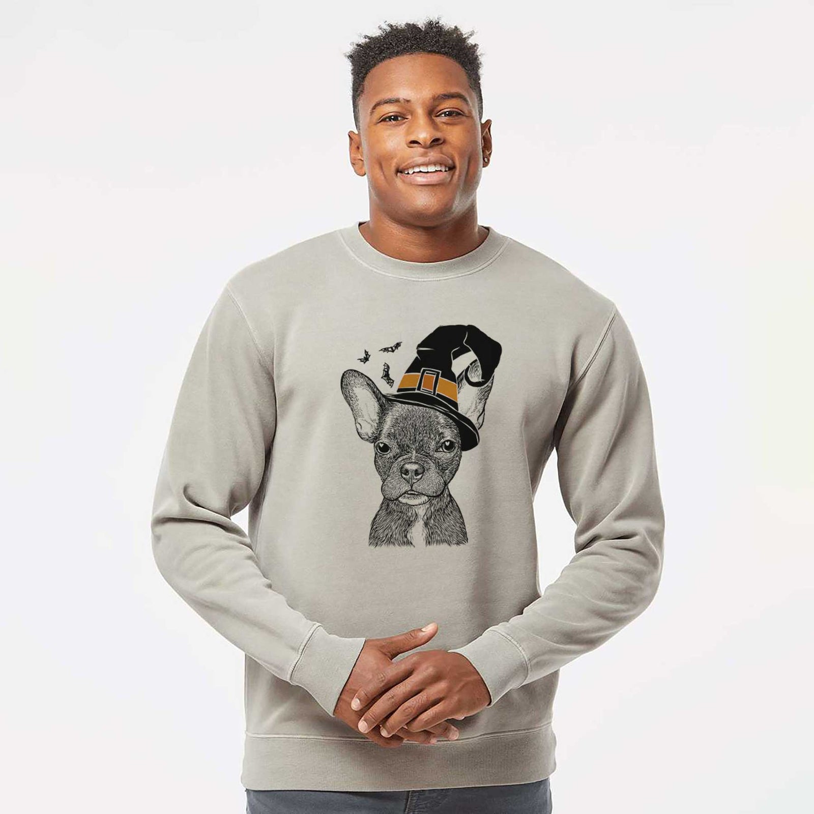Witch Henry the French Bulldog - Unisex Pigment Dyed Crew Sweatshirt