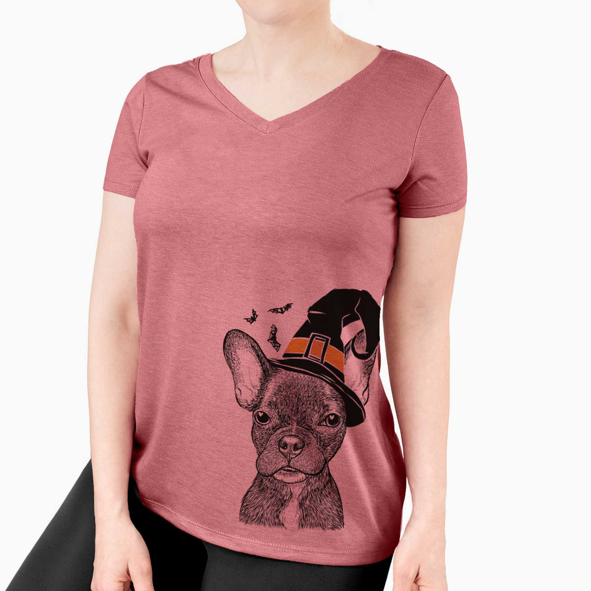Witch Henry the French Bulldog - Women's V-neck Shirt
