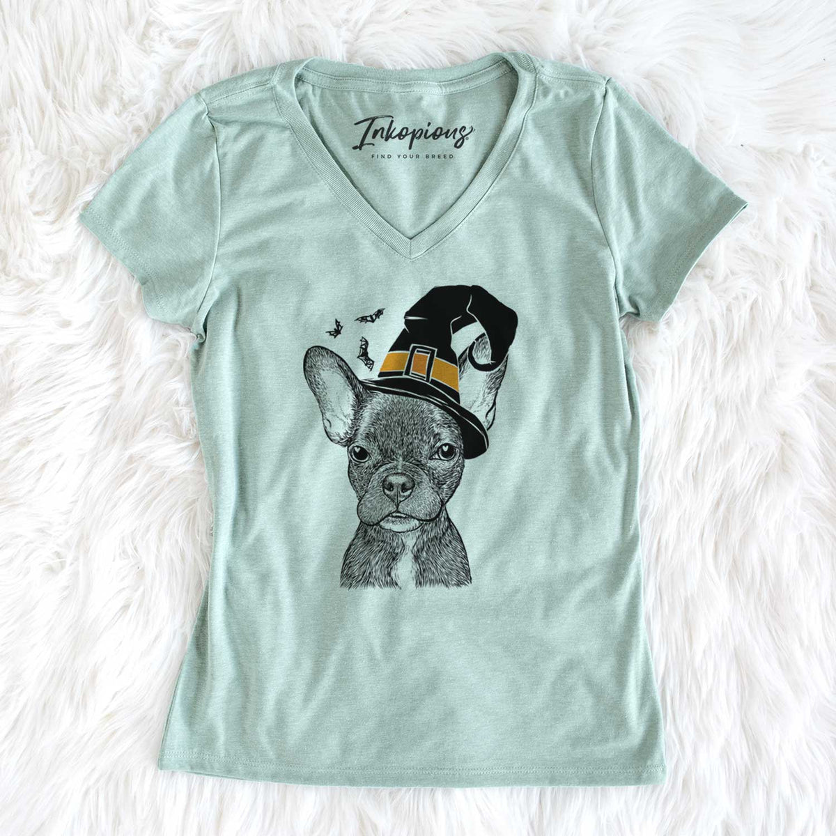 Witch Henry the French Bulldog - Women's V-neck Shirt