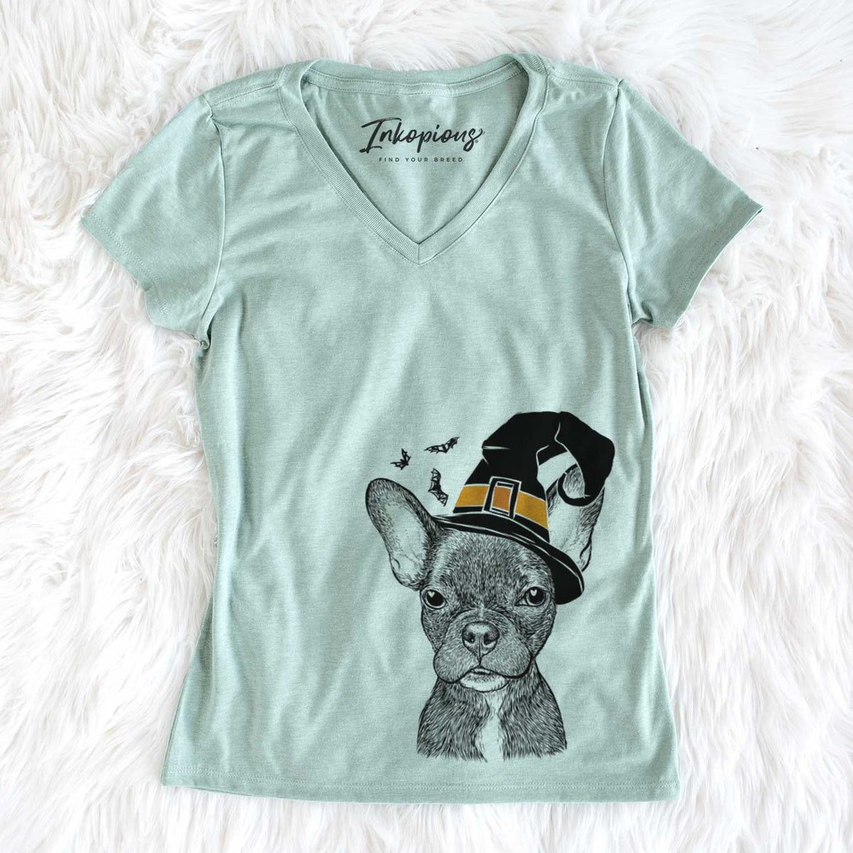 Witch Henry the French Bulldog - Women's V-neck Shirt