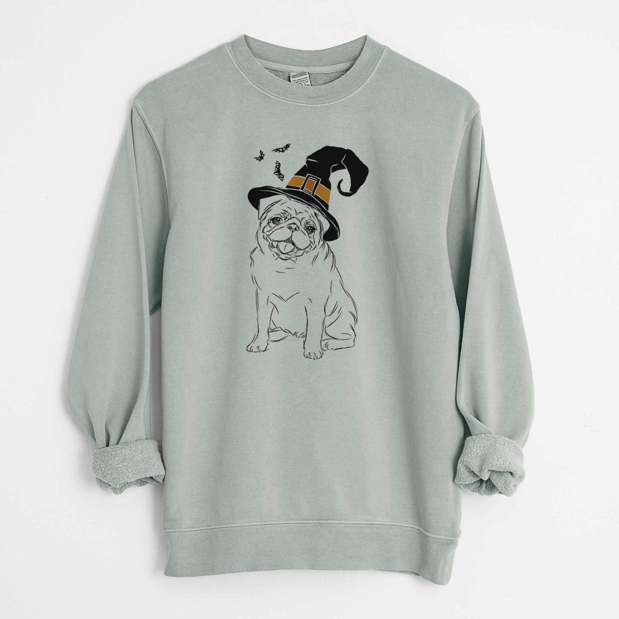 Witch Higgins the Pug - Unisex Pigment Dyed Crew Sweatshirt