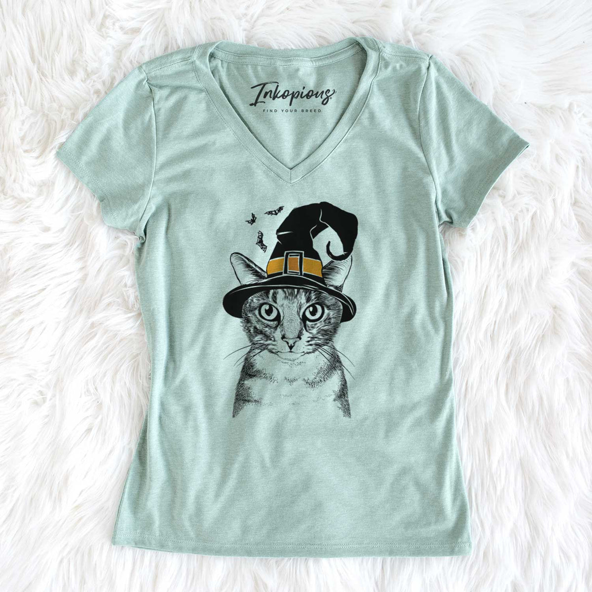 Witch Hobbes the Tabby Cat - Women's V-neck Shirt