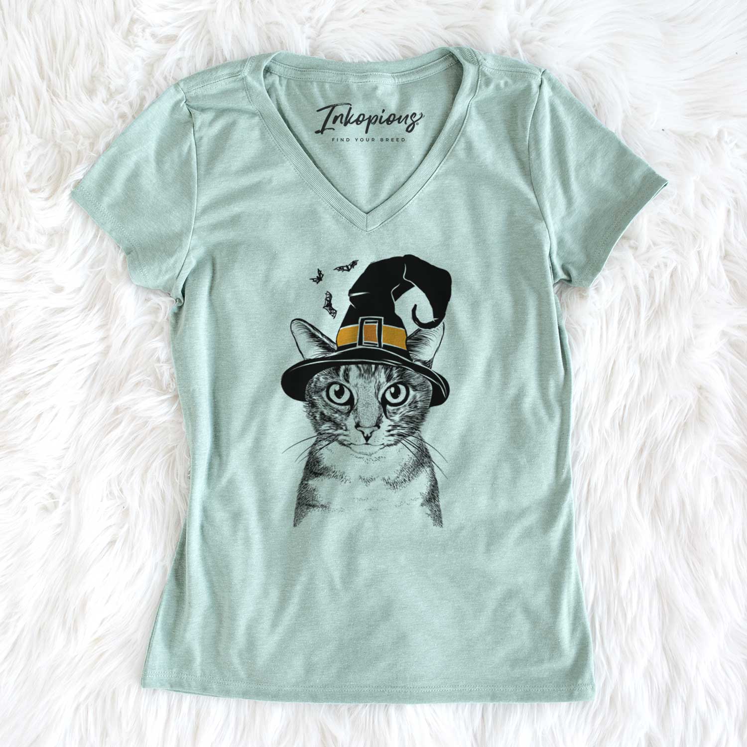 Witch Hobbes the Tabby Cat - Women's V-neck Shirt