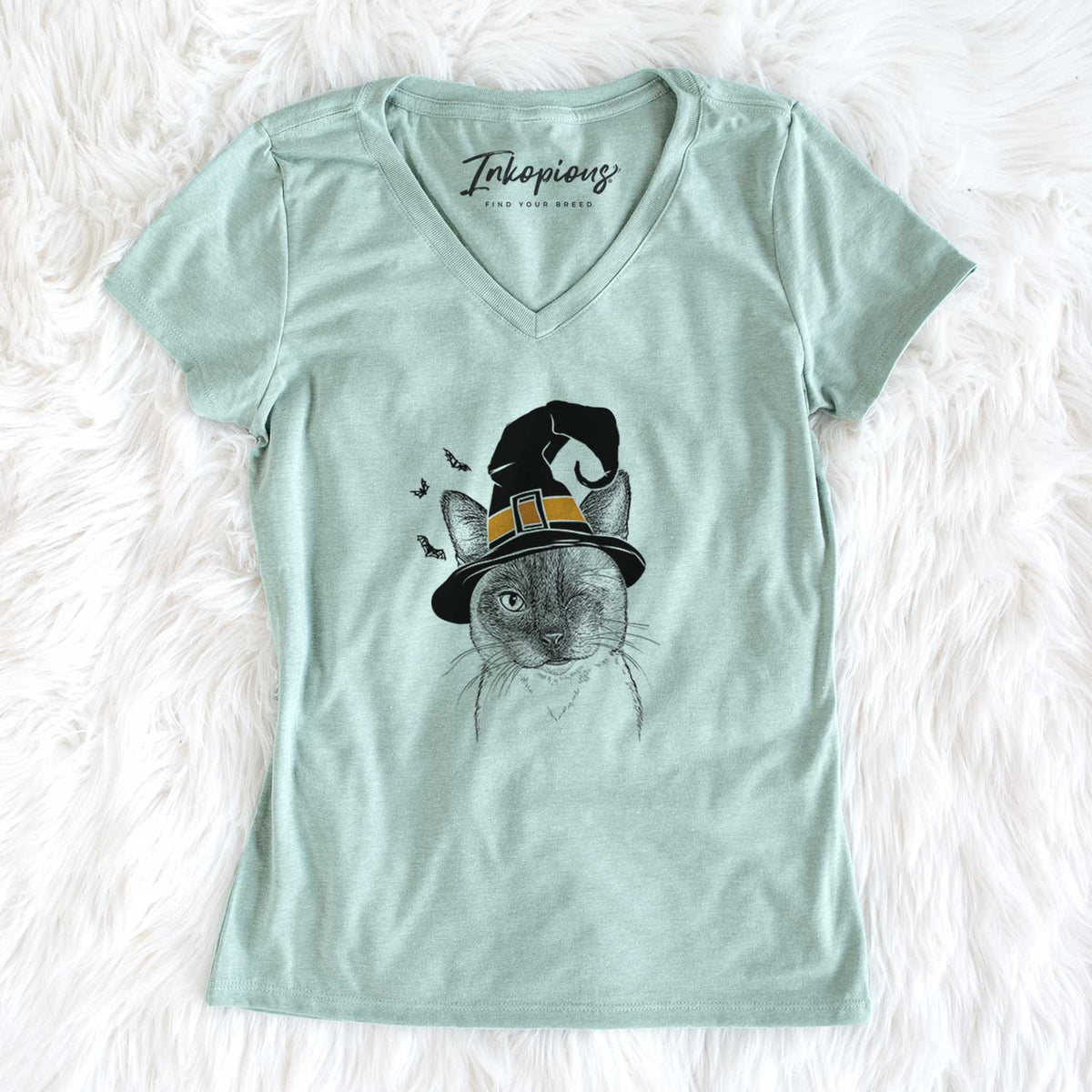 Witch Hoggle the Siamese Cat - Women's V-neck Shirt