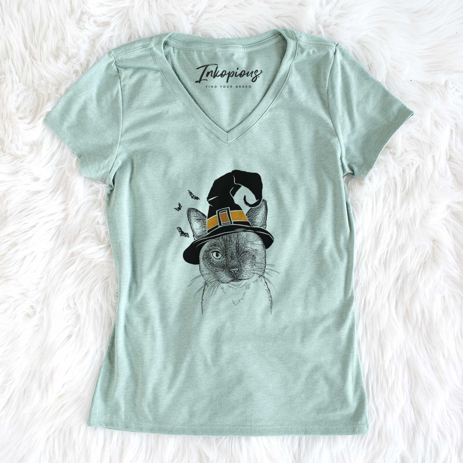 Witch Hoggle the Siamese Cat - Women's V-neck Shirt