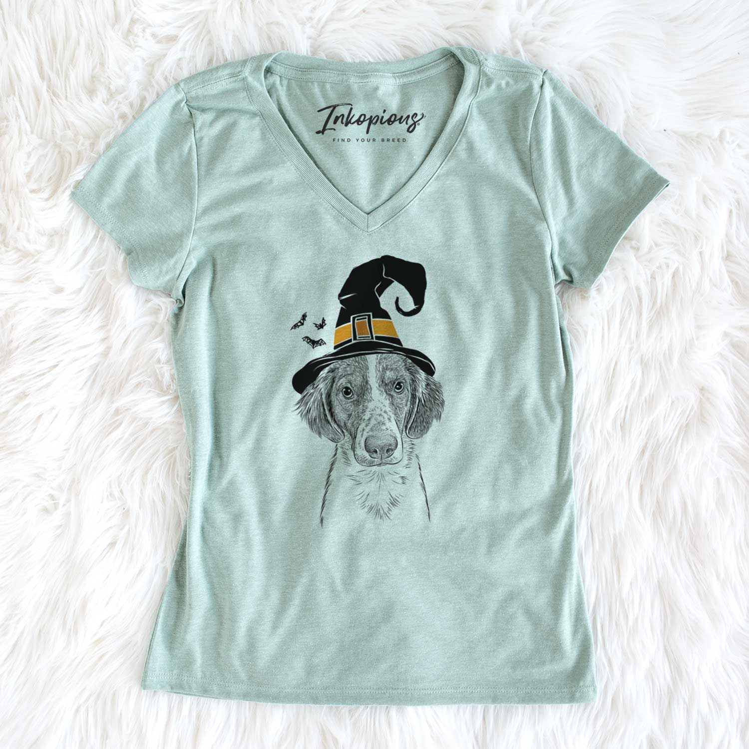 Witch Holly the Brittany Spaniel - Women's V-neck Shirt