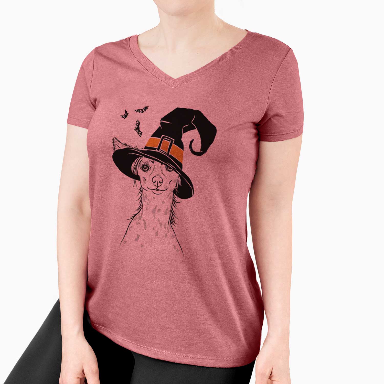 Witch Hudson the Chinese Crested - Women's V-neck Shirt