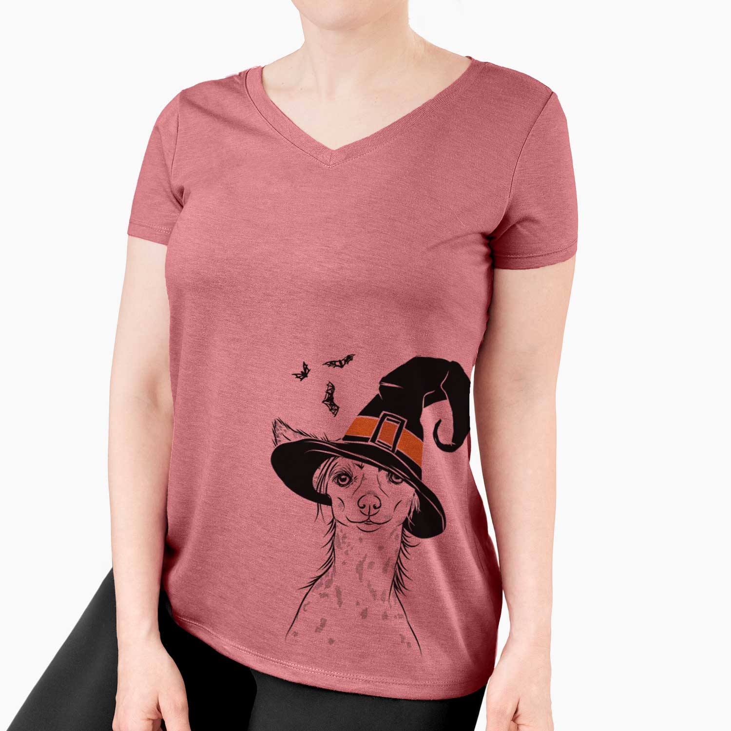 Witch Hudson the Chinese Crested - Women's V-neck Shirt