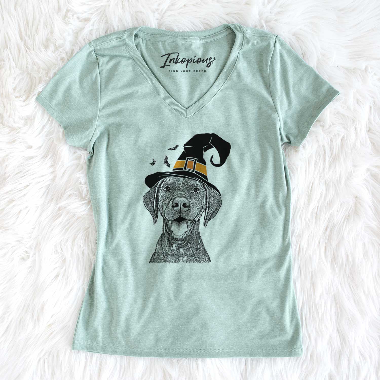 Witch Hudson the German Shorthaired Pointer - Women's V-neck Shirt