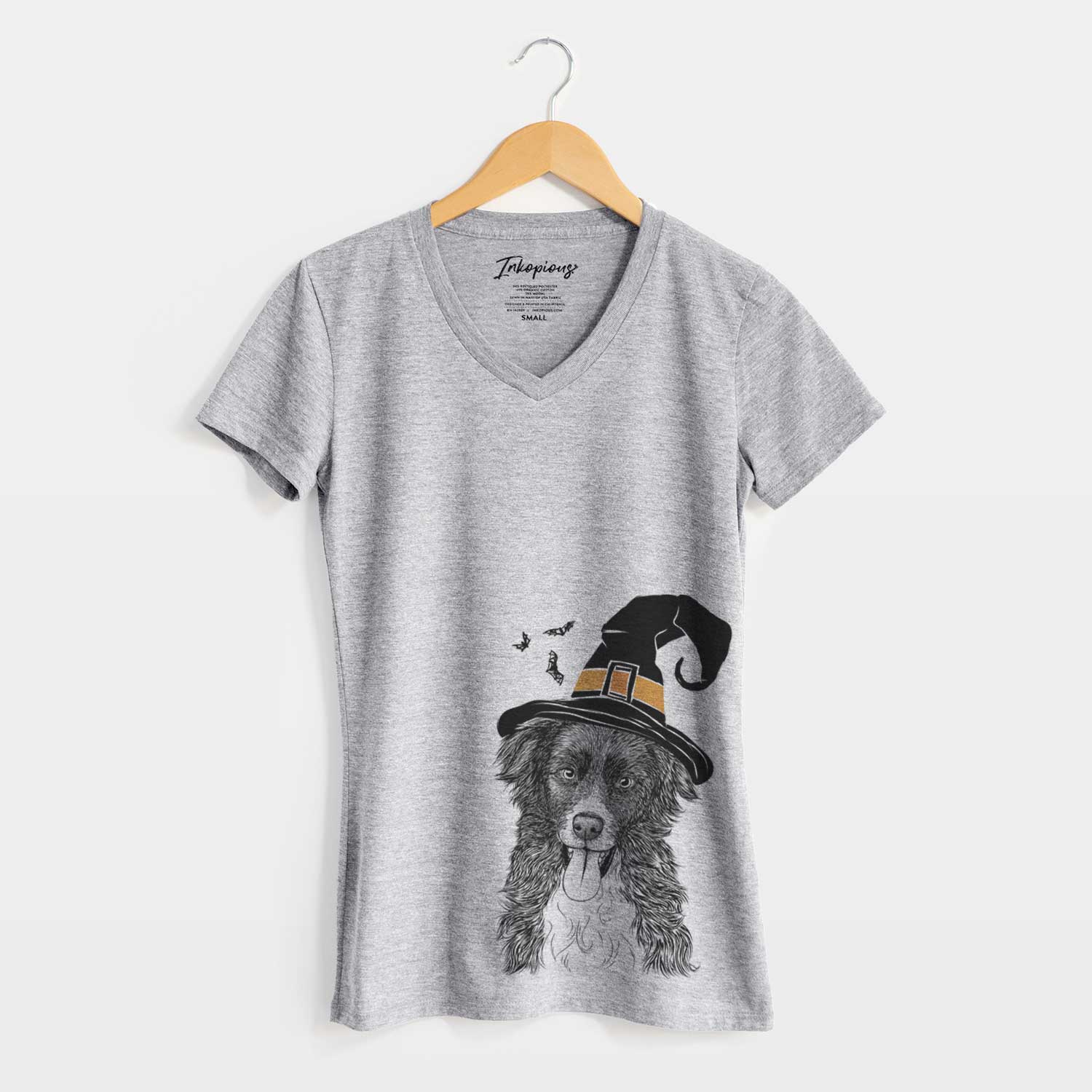 Witch Indi the Border Collie - Women's V-neck Shirt