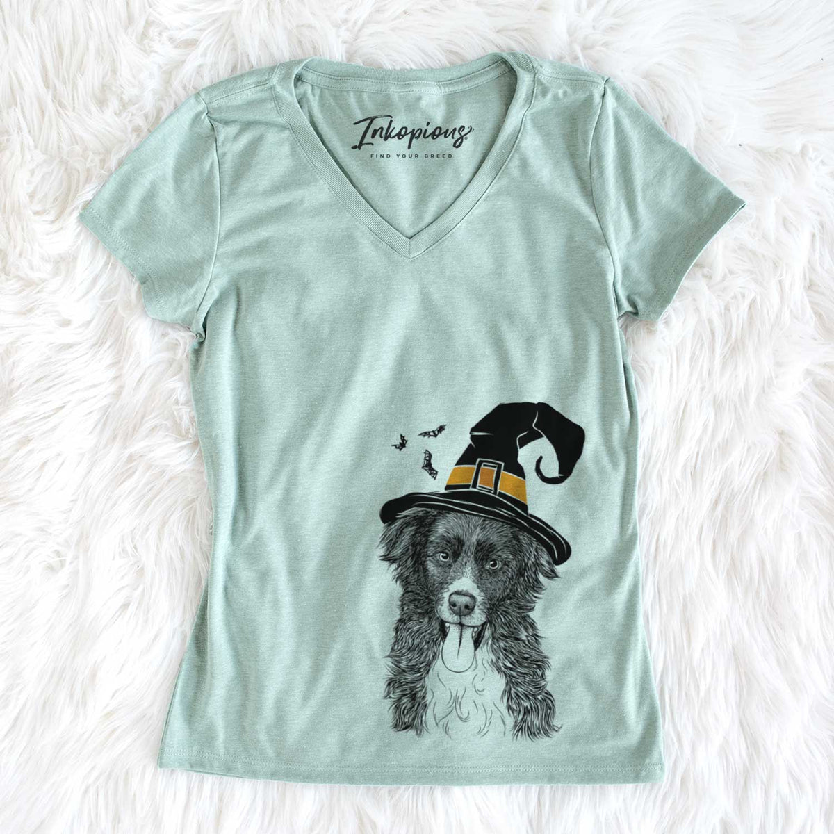 Witch Indi the Border Collie - Women&#39;s V-neck Shirt