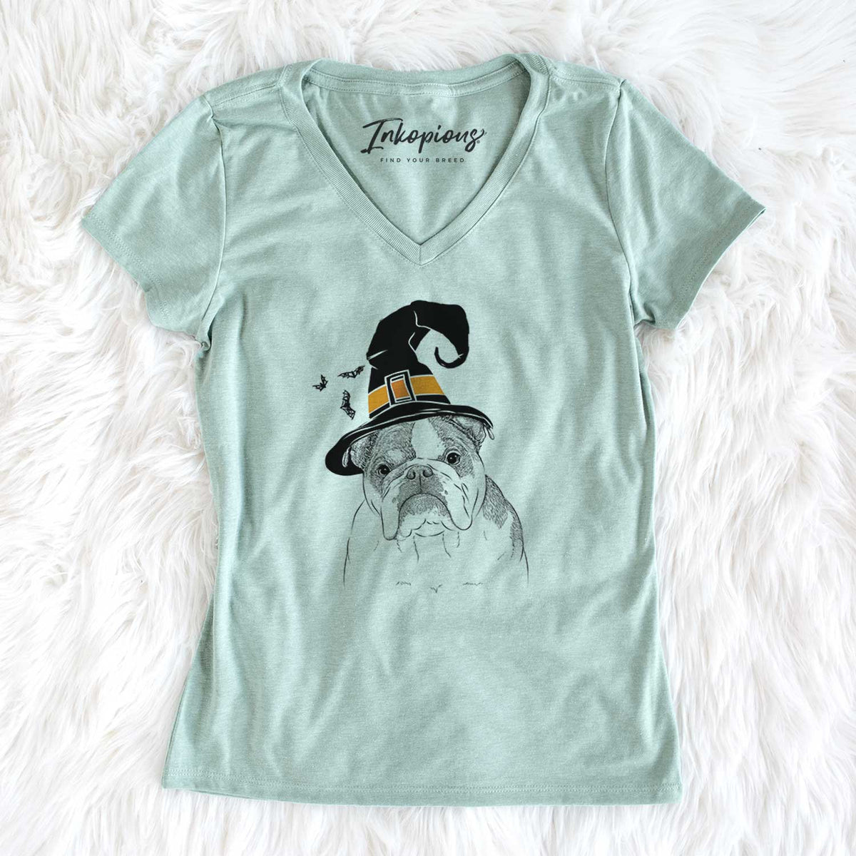 Witch Jack the English Bulldog - Women's Perfect V-neck Shirt