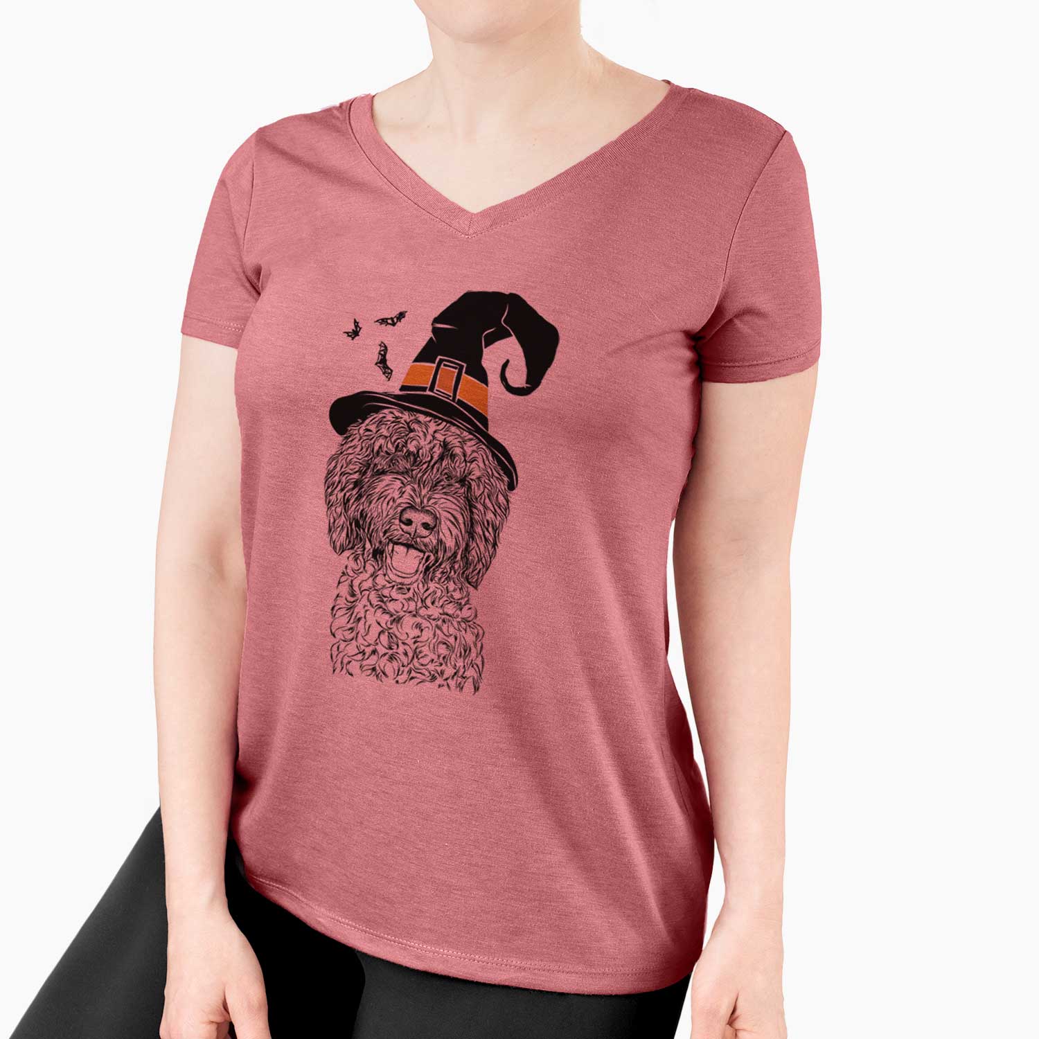 Witch Jack the Chocolate Labradoodle - Women's V-neck Shirt