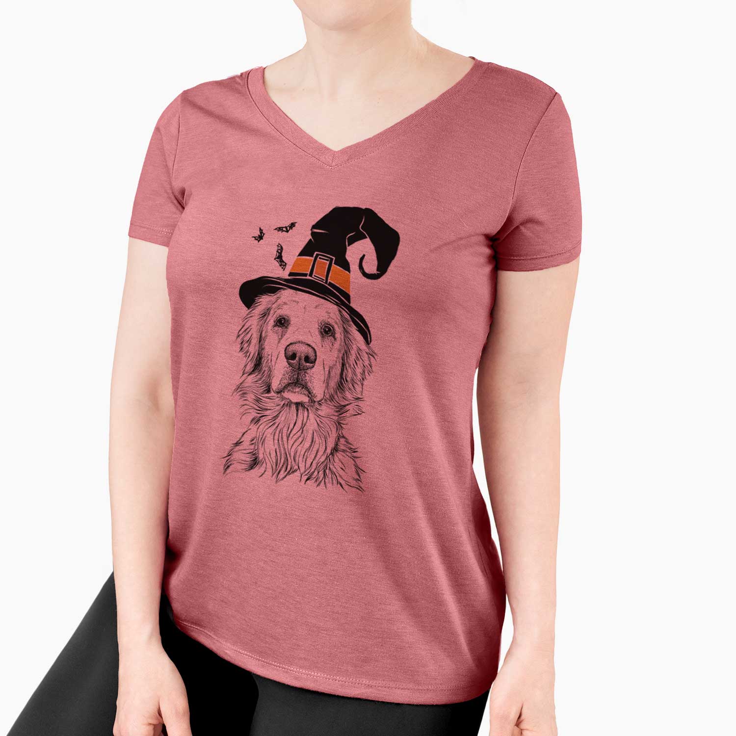 Witch Jake aroni the Golden Retriever - Women's V-neck Shirt