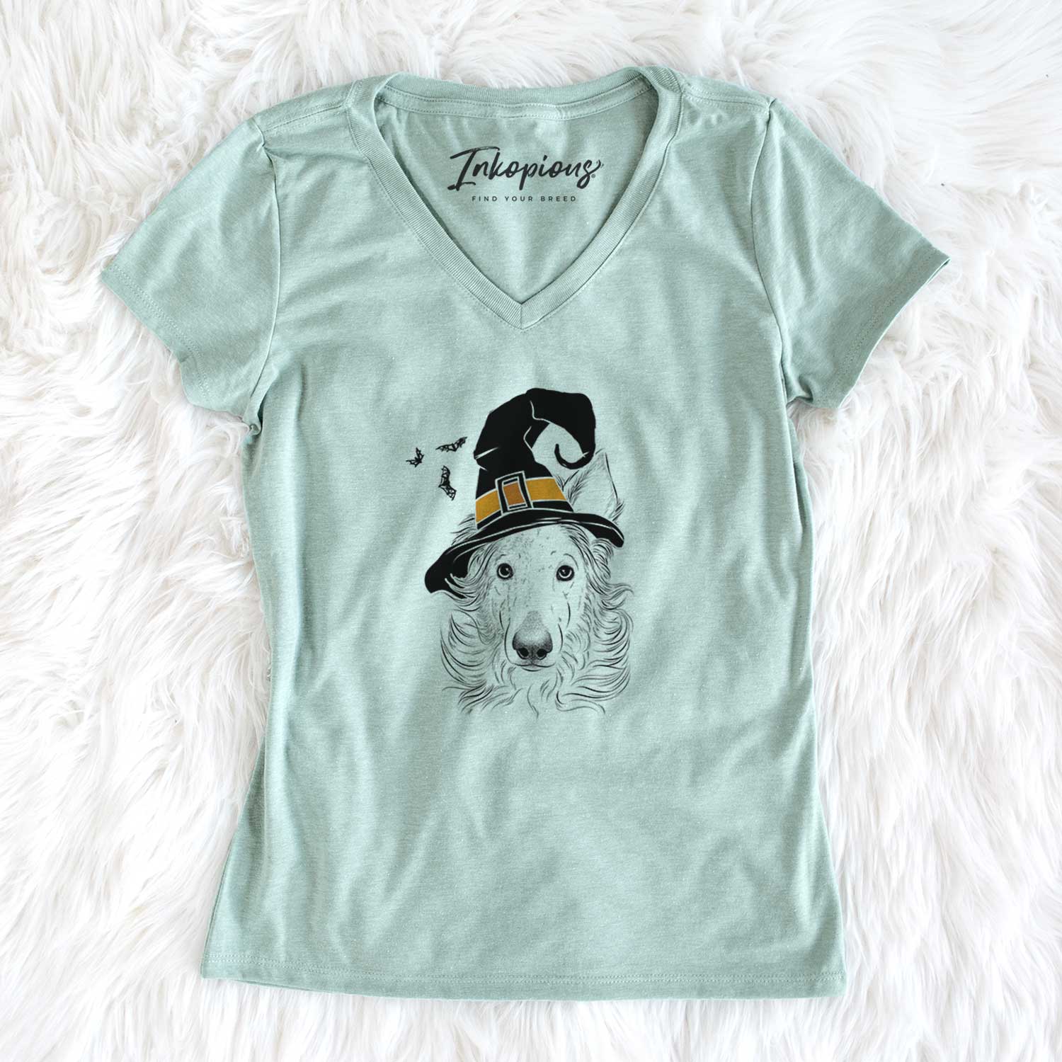 Witch Jasha the Borzoi - Women's V-neck Shirt