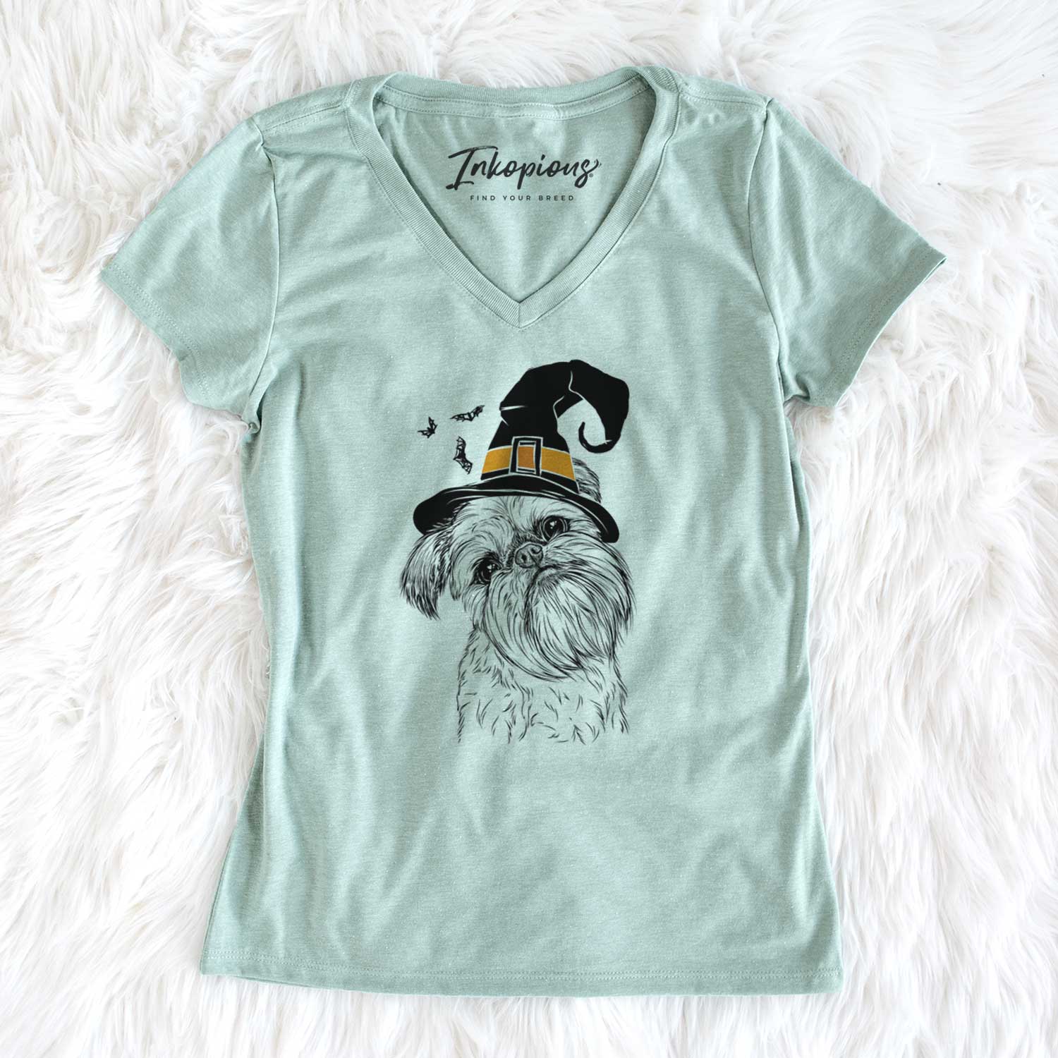 Witch Jasper Joe the Brussels Griffon - Women's V-neck Shirt