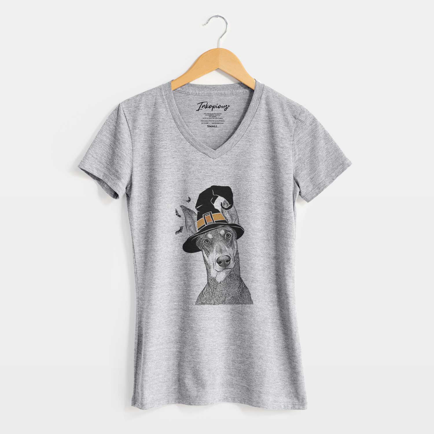 Witch Jenna the Doberman Pinscher - Women's V-neck Shirt