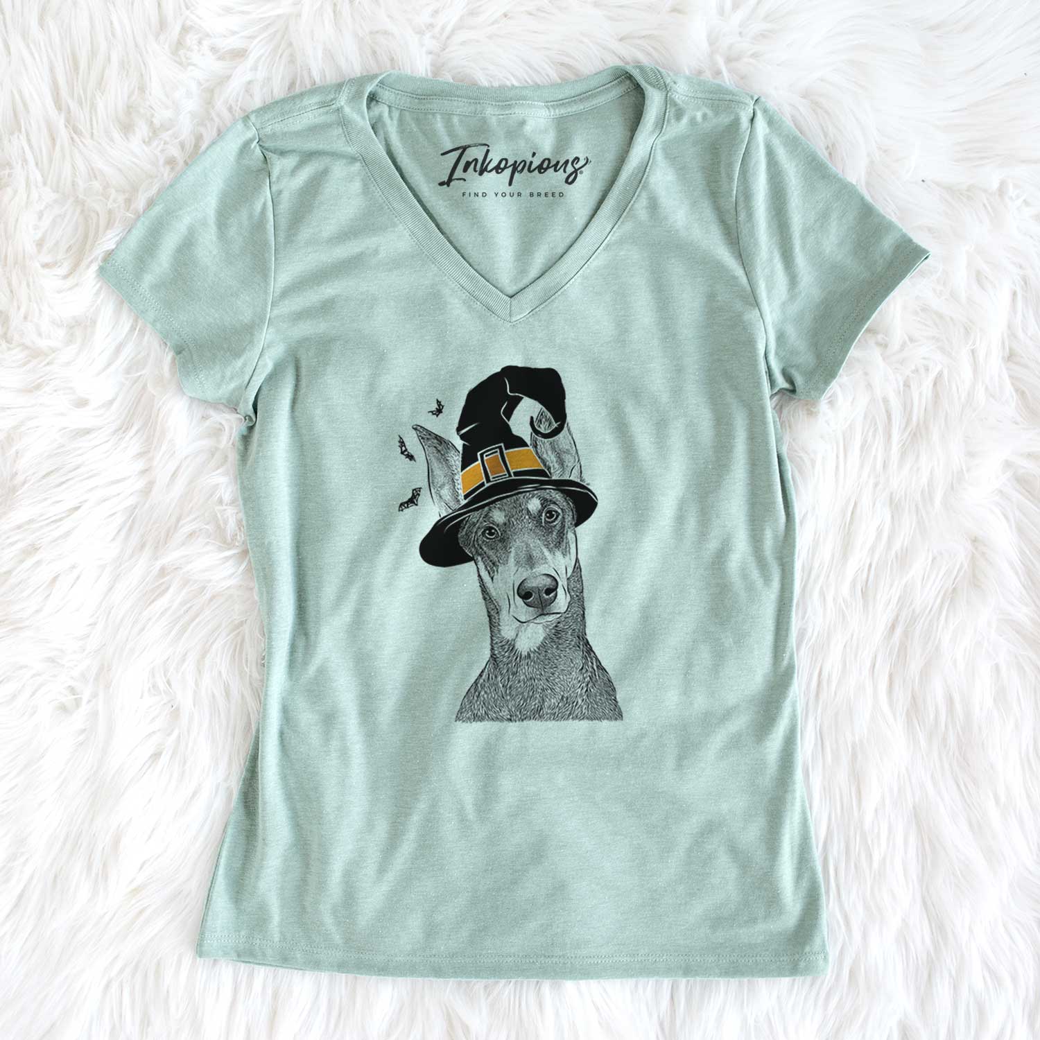 Witch Jenna the Doberman Pinscher - Women's V-neck Shirt