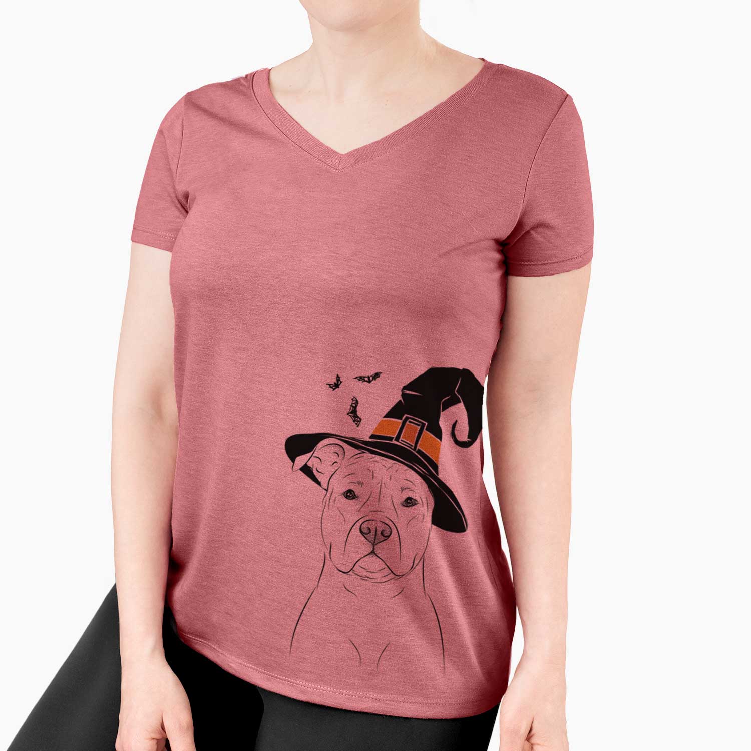 Witch Jethro the American Staffordshire Terrier - Women's V-neck Shirt