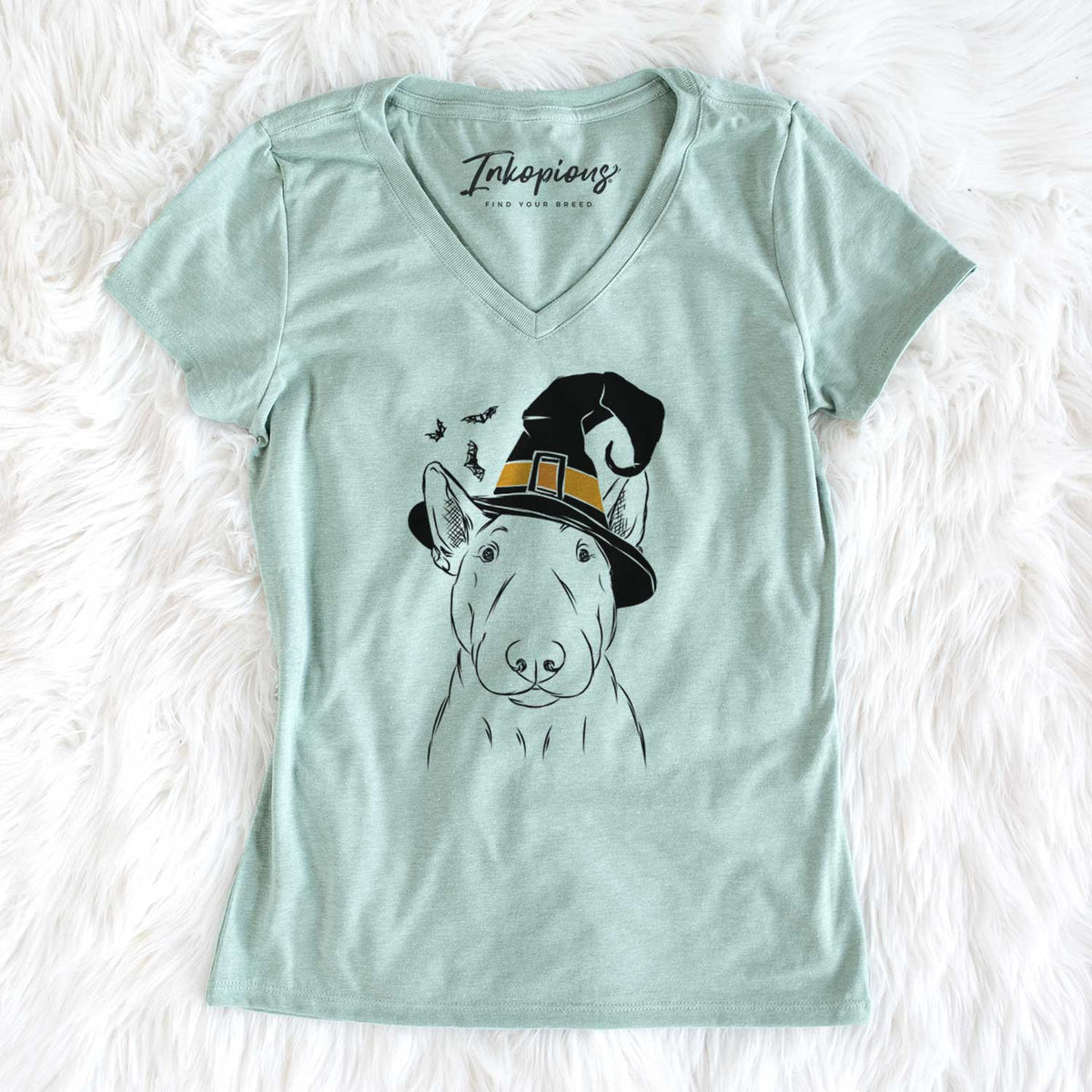Witch Jett the Bull Terrier - Women's V-neck Shirt