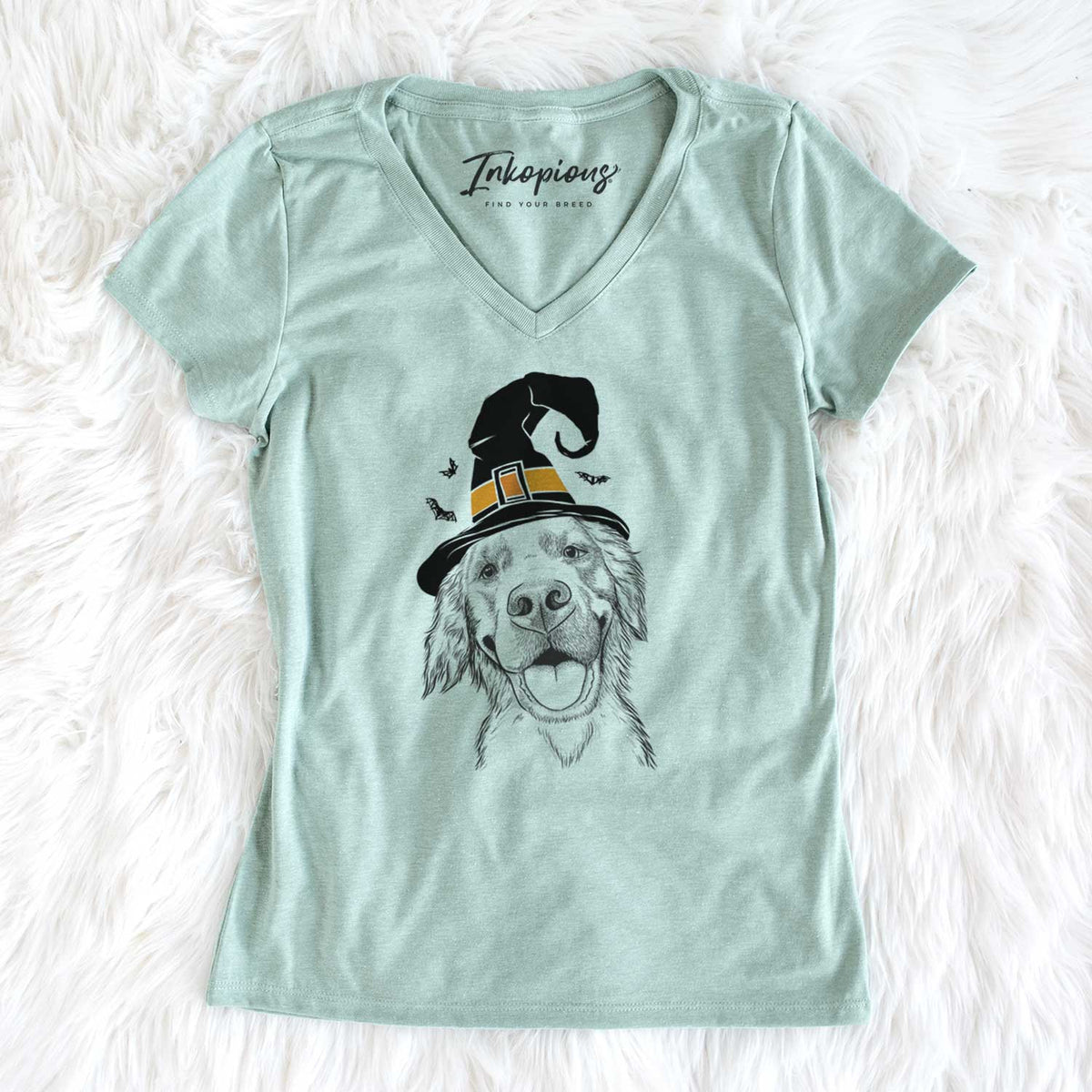 Witch Jordy the Golden Retriever - Women's V-neck Shirt