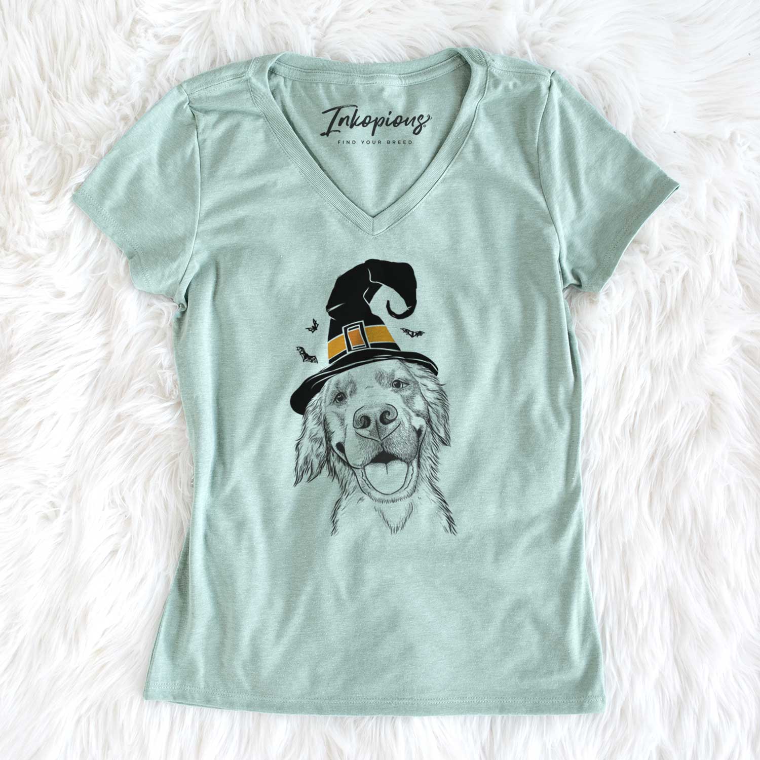 Witch Jordy the Golden Retriever - Women's V-neck Shirt