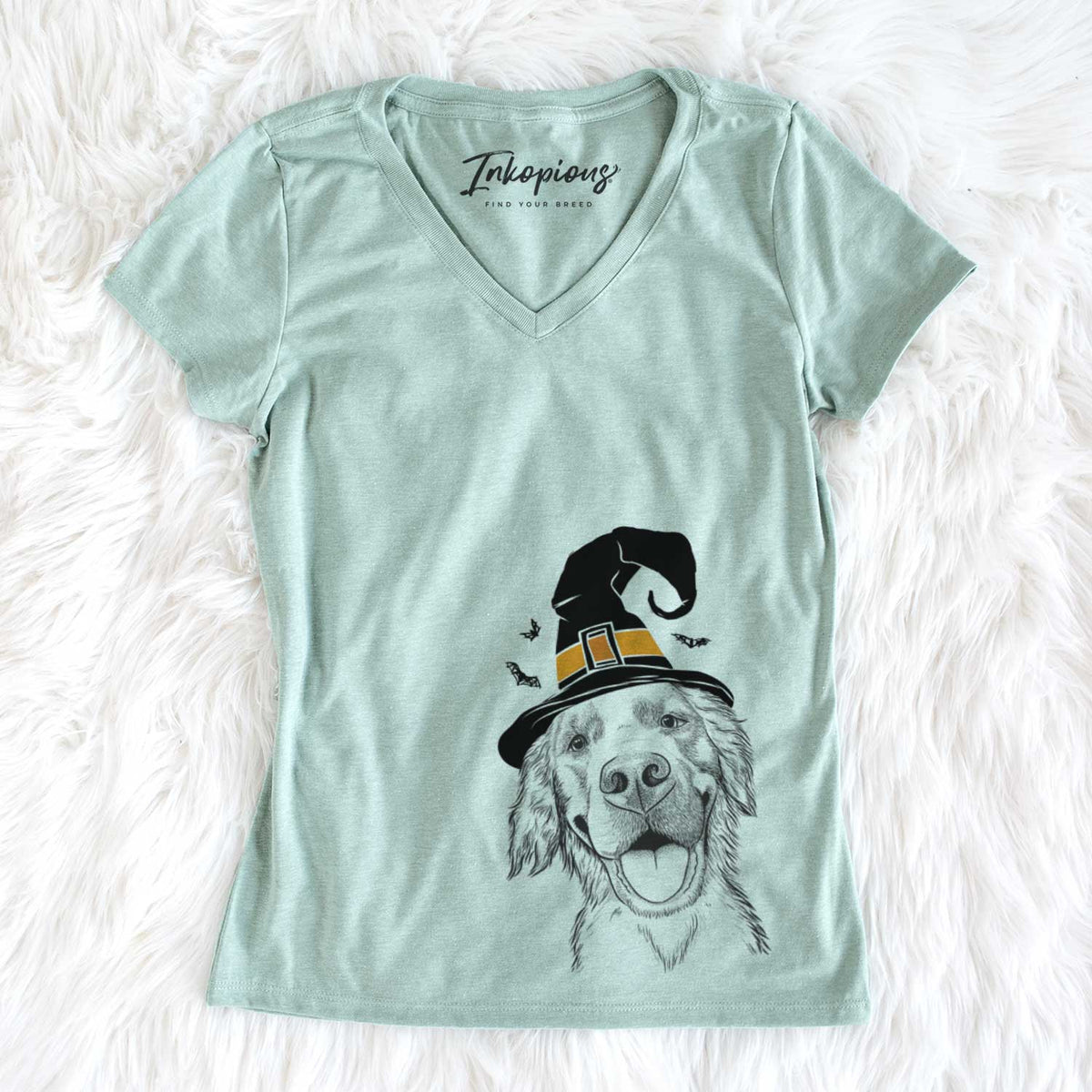 Witch Jordy the Golden Retriever - Women&#39;s V-neck Shirt