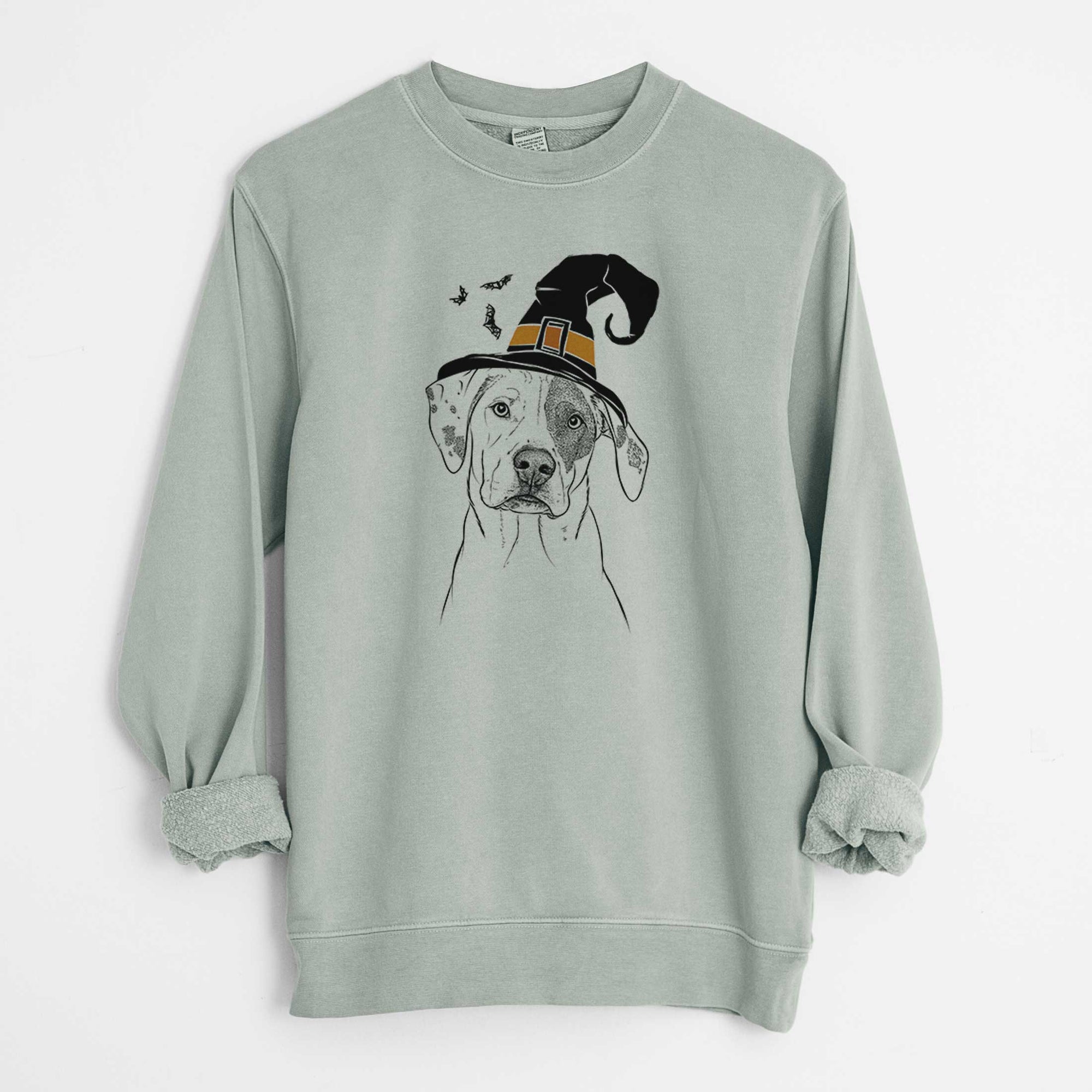 Witch Julio the Dogo Argentino Mix - Unisex Pigment Dyed Crew Sweatshirt