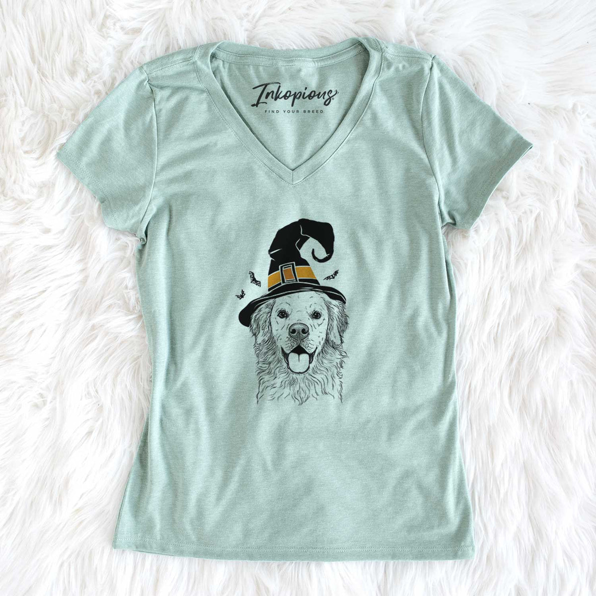 Witch Juniper the Golden Retriever - Women's V-neck Shirt