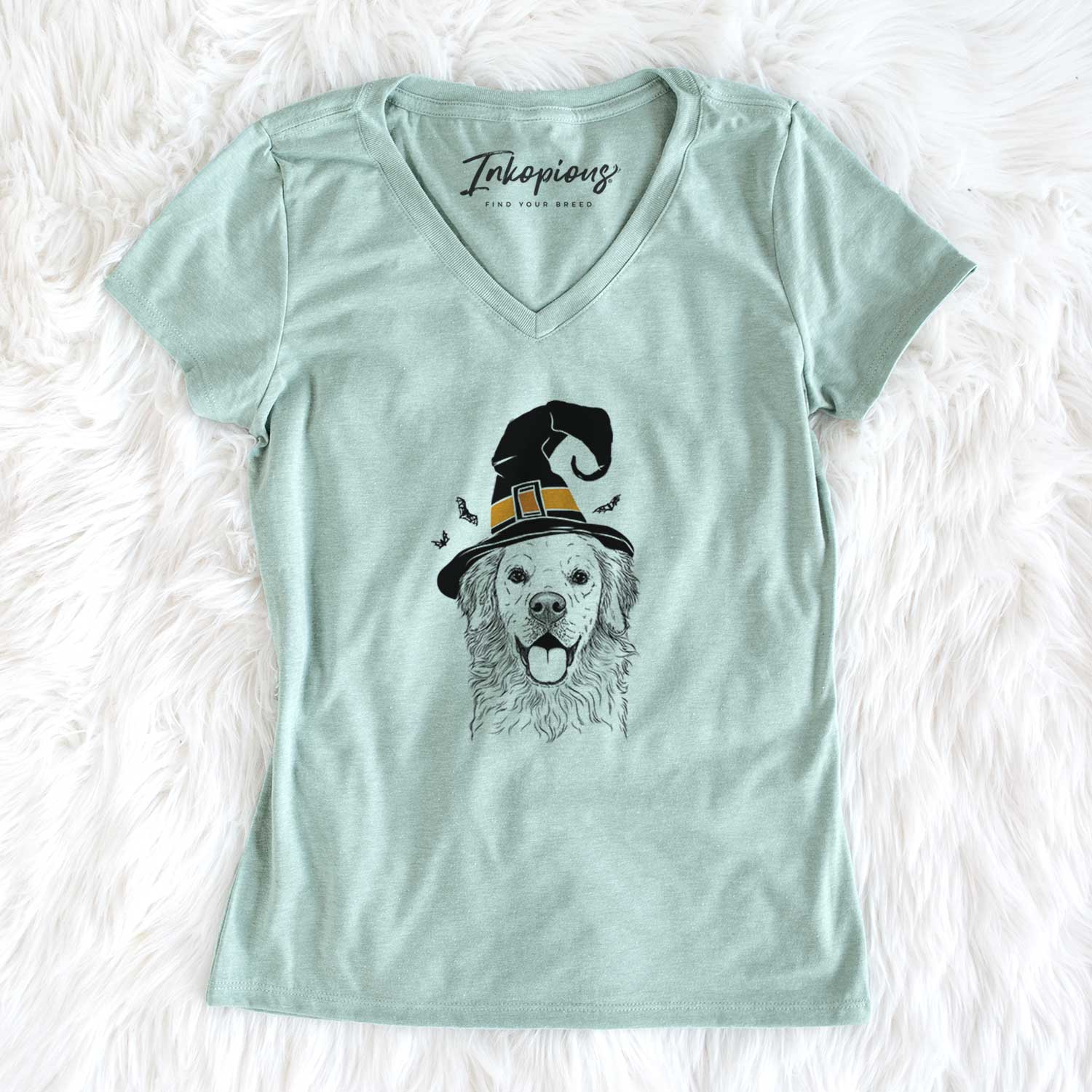 Witch Juniper the Golden Retriever - Women's V-neck Shirt