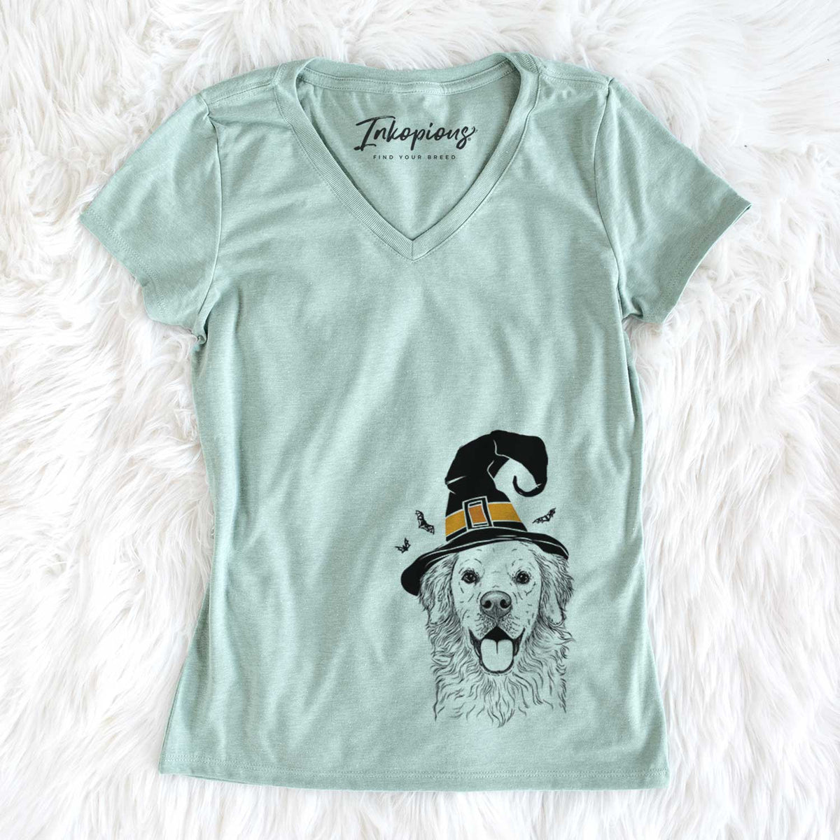 Witch Juniper the Golden Retriever - Women&#39;s V-neck Shirt