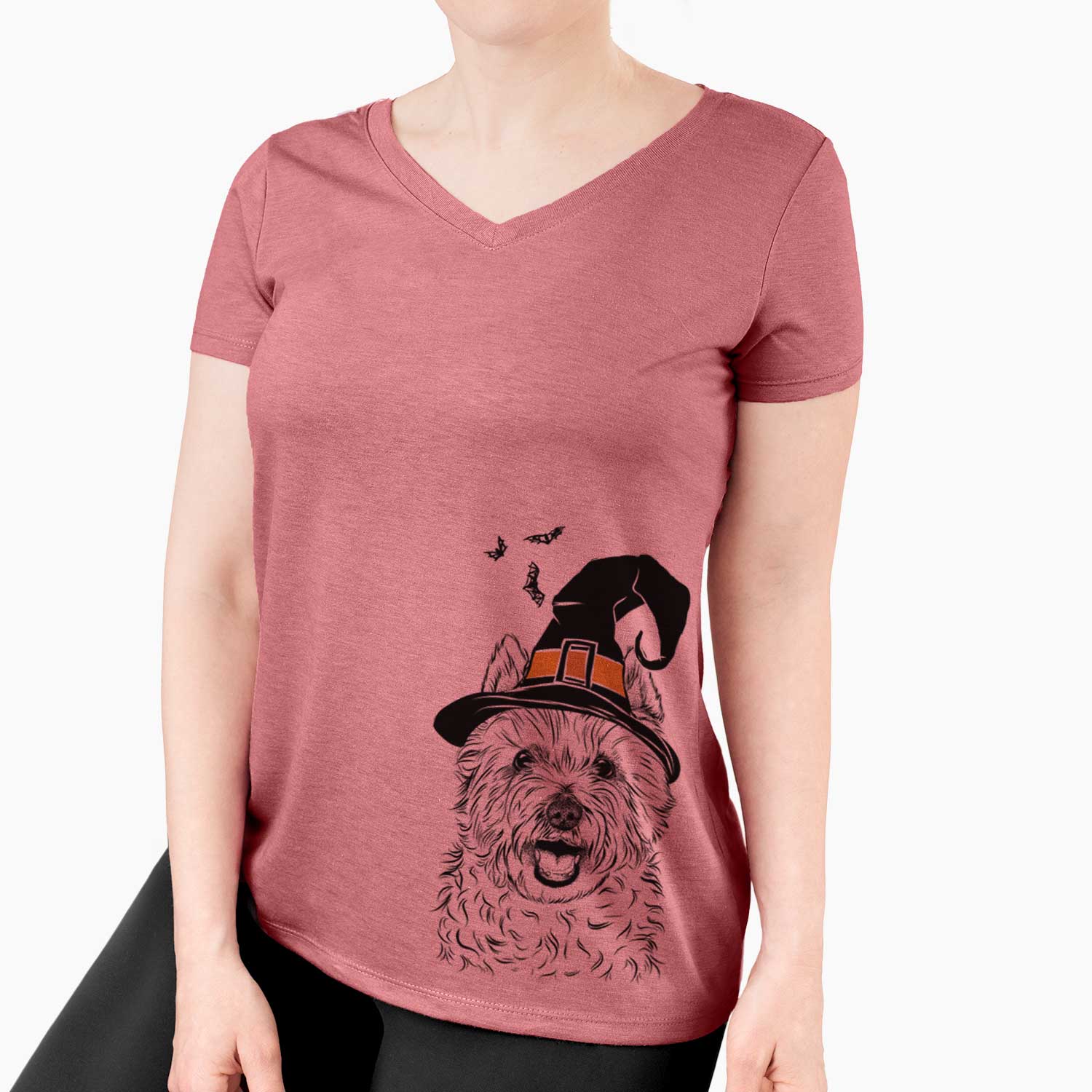 Witch Kami the West Highland Terrier - Women's V-neck Shirt