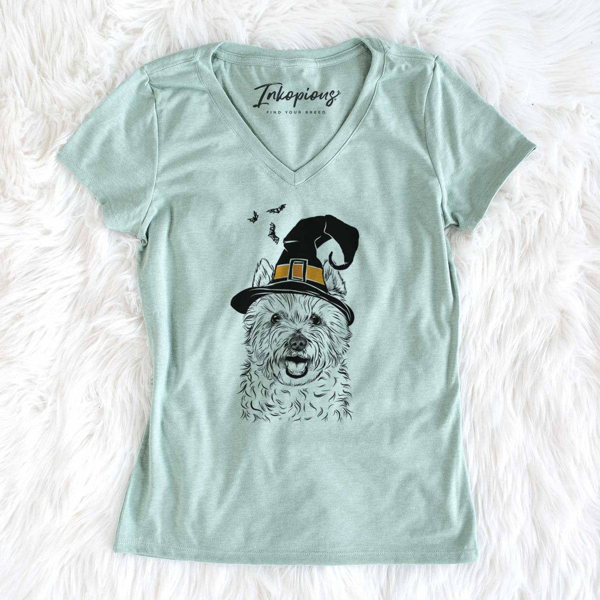 Witch Kami the West Highland Terrier - Women's V-neck Shirt