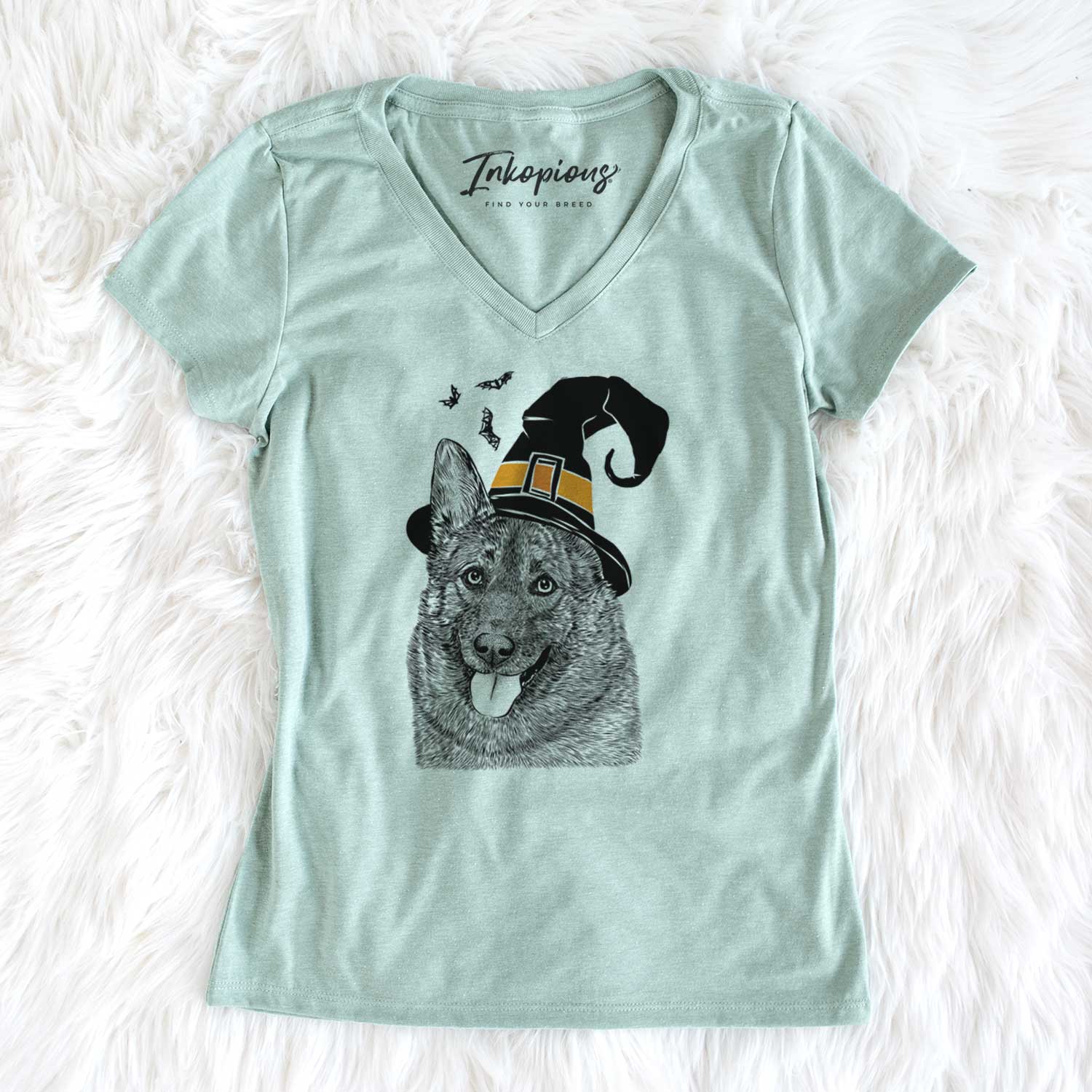 Witch Kasia the Norwegian Elkhound - Women's V-neck Shirt