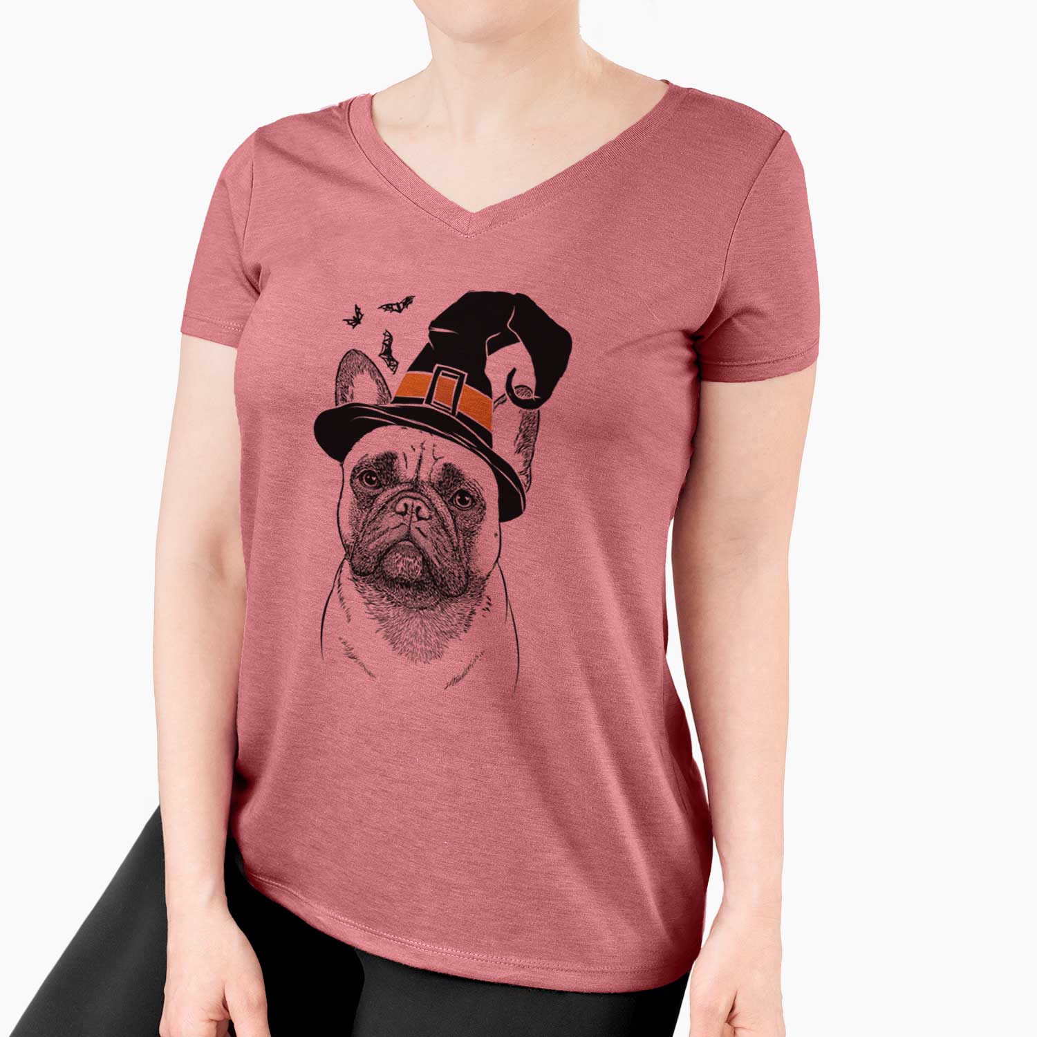 Witch Kingsleigh the French Bulldog - Women's V-neck Shirt