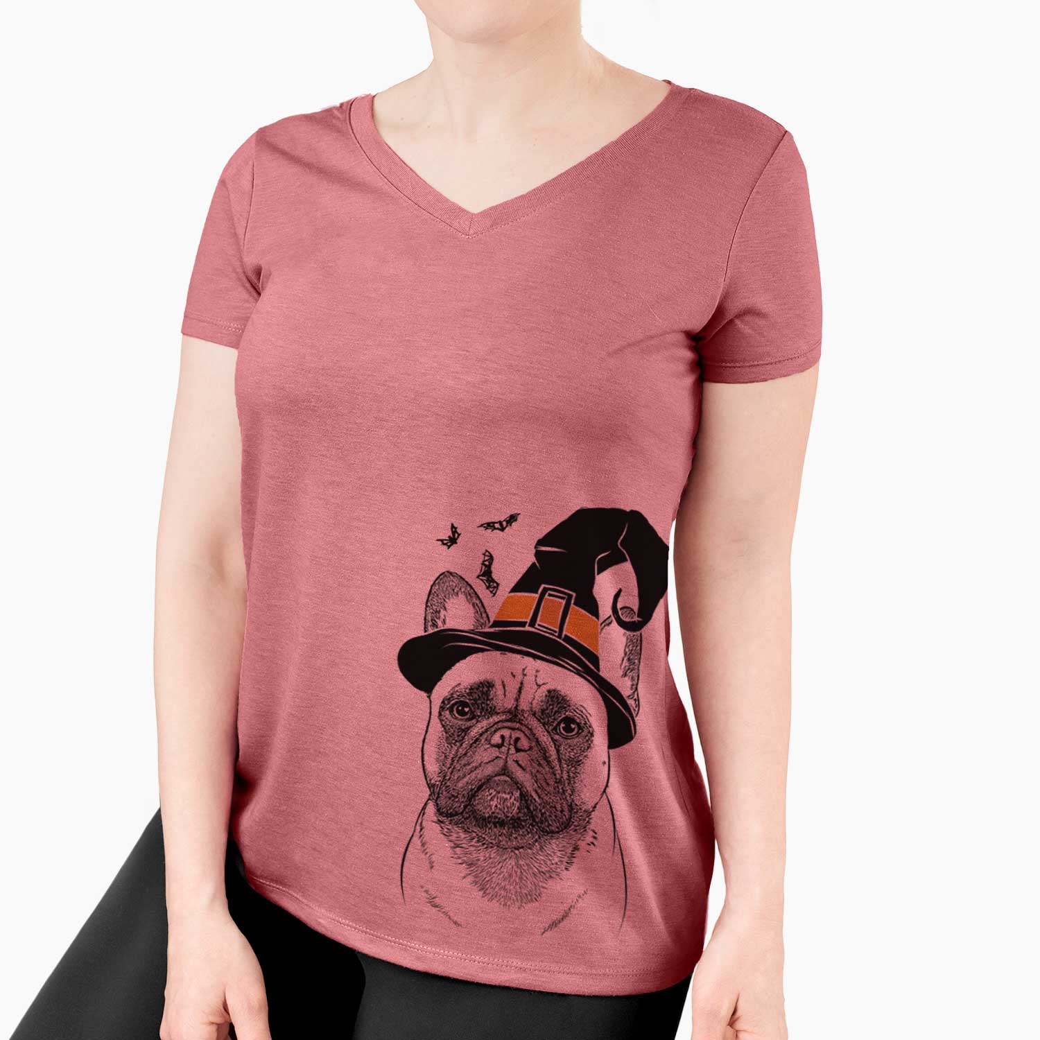 Witch Kingsleigh the French Bulldog - Women's V-neck Shirt