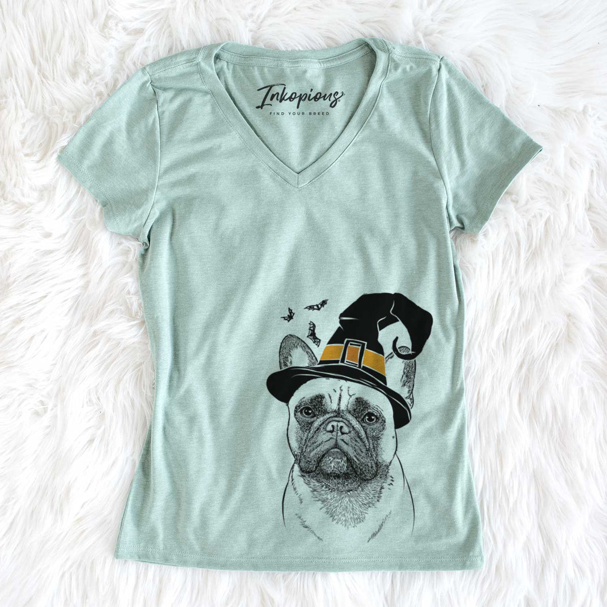 Witch Kingsleigh the French Bulldog - Women&#39;s V-neck Shirt