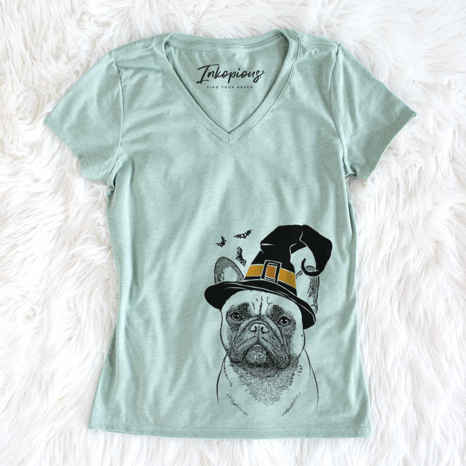 Witch Kingsleigh the French Bulldog - Women's V-neck Shirt