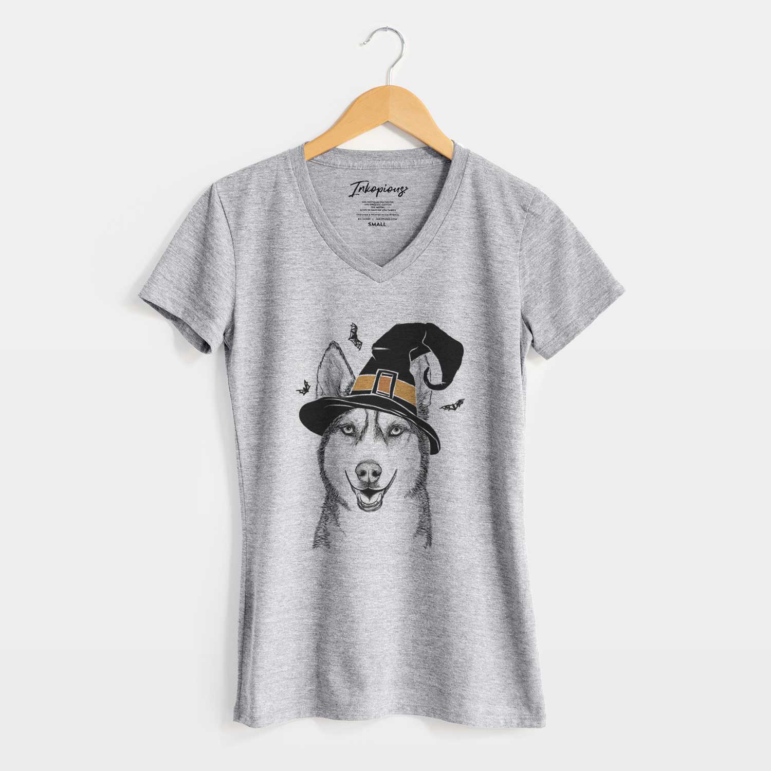 Witch Kira the Siberian Husky - Women's V-neck Shirt